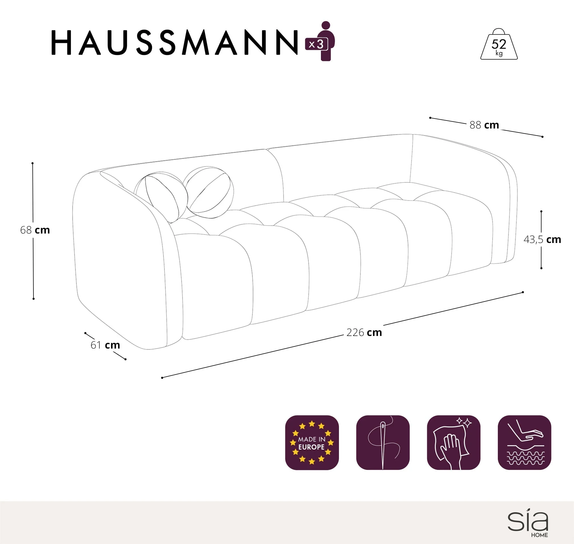 3-zits crèmekleurige fluwelen bank 226cm - Image 7