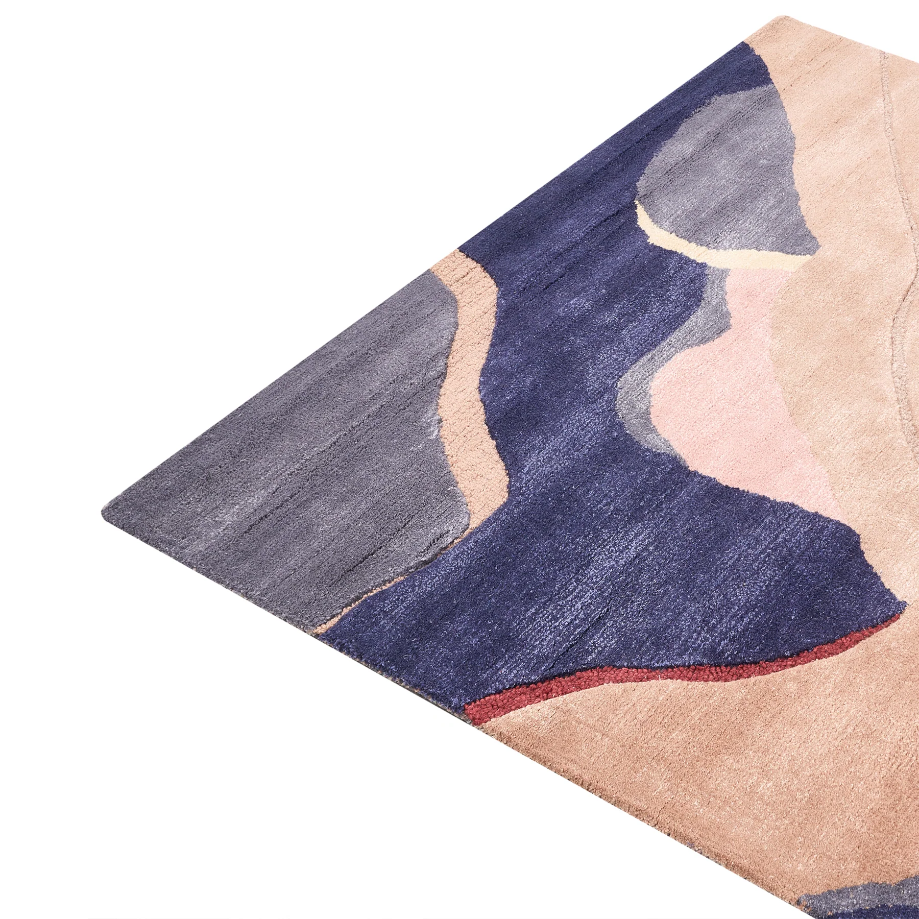 Beliani-ALMORA-Vloerkleed-Beige|Blauw-160 x 230 cm-Wol|Viscose - Image 3