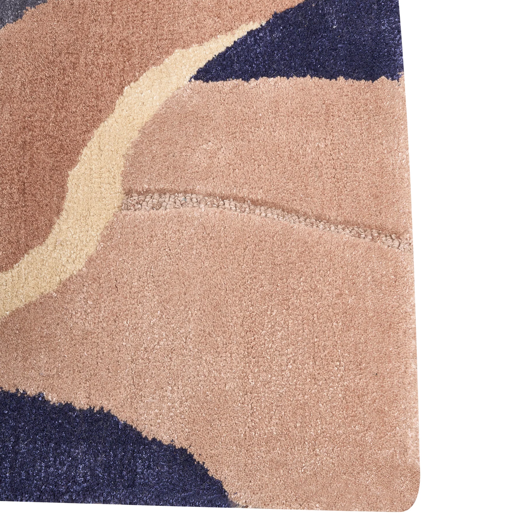 Beliani-ALMORA-Vloerkleed-Beige|Blauw-160 x 230 cm-Wol|Viscose - Image 4