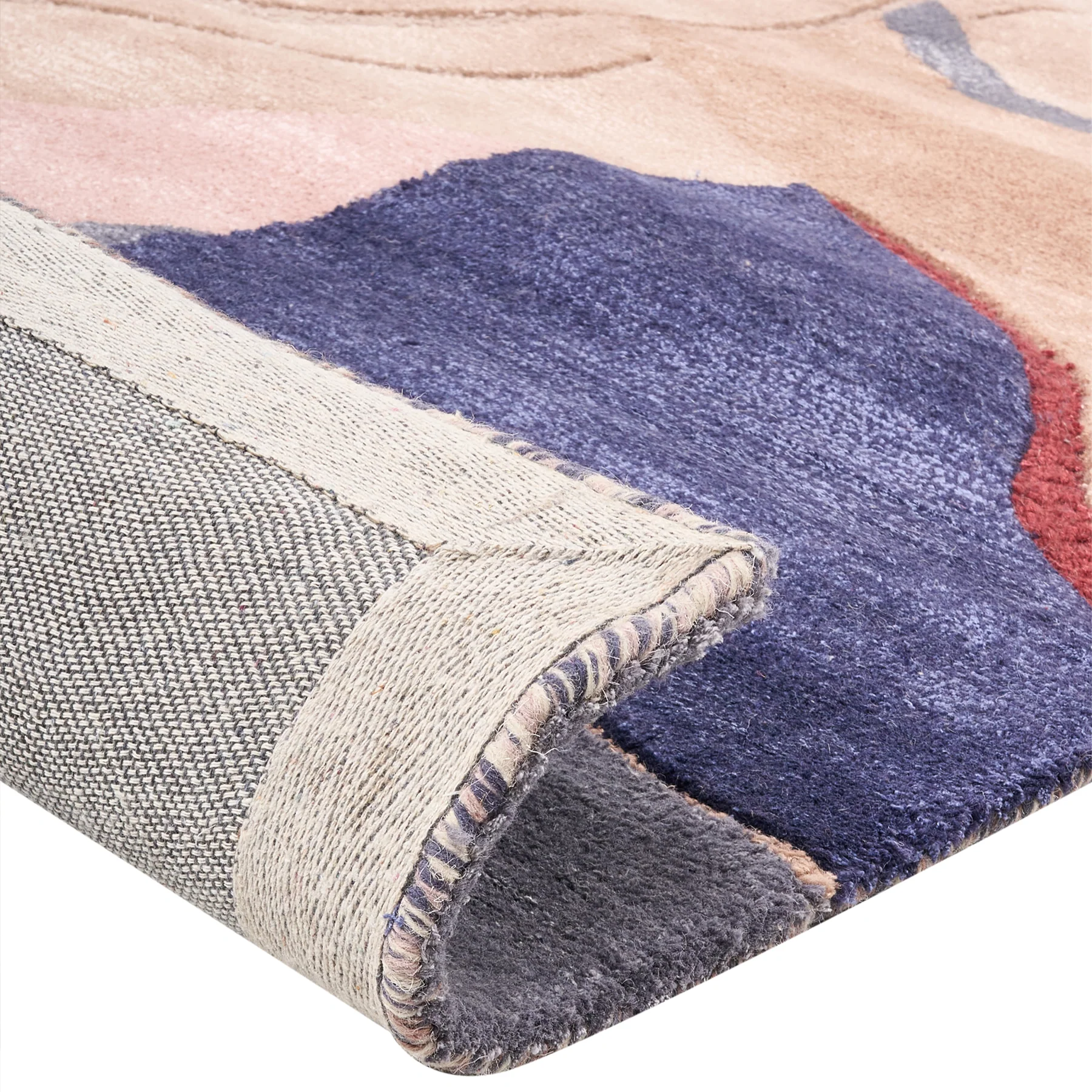 Beliani-ALMORA-Vloerkleed-Beige|Blauw-160 x 230 cm-Wol|Viscose - Image 5