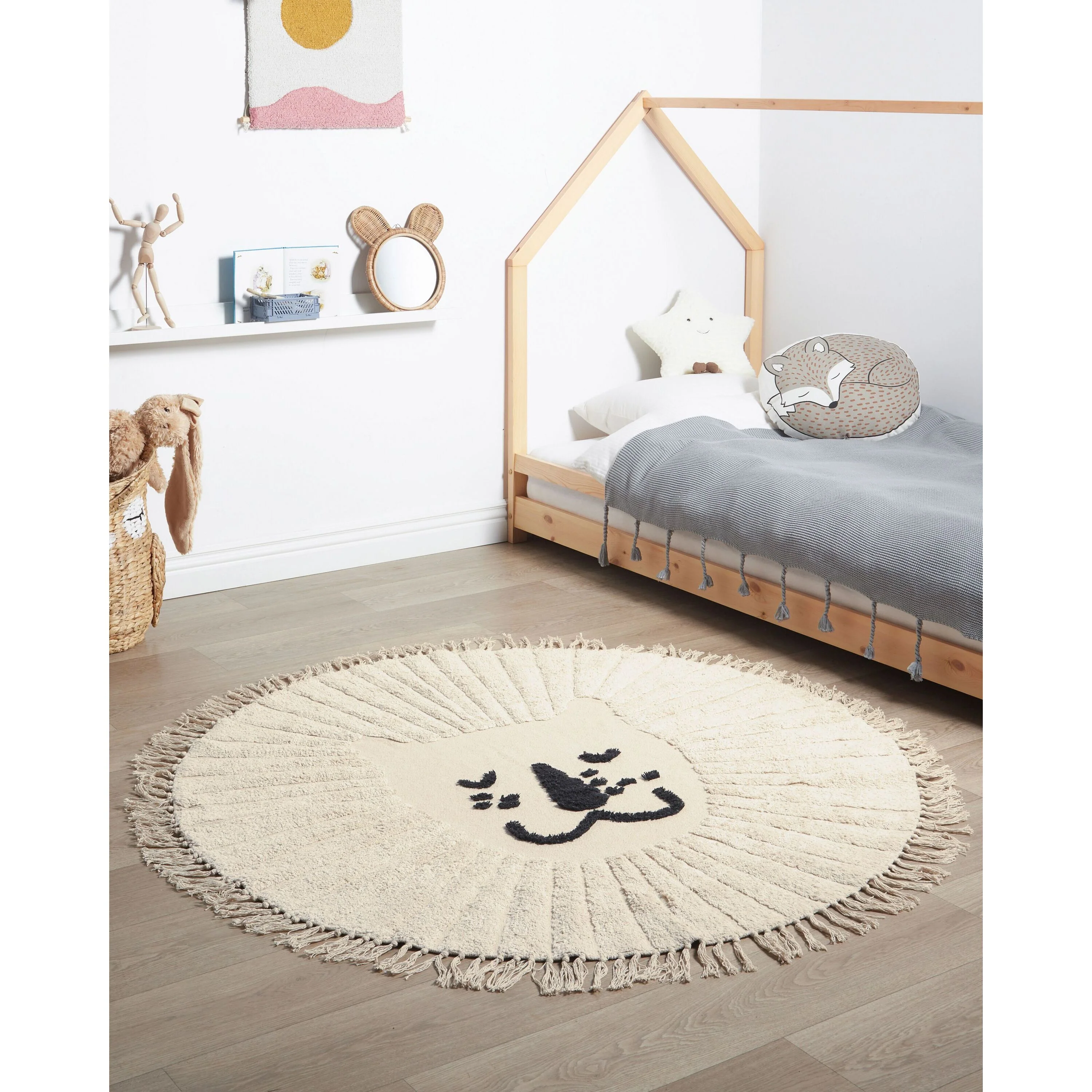 Beliani - BADHANI - Laagpolig vloerkleed - Beige - 120 cm - Katoen - Image 2