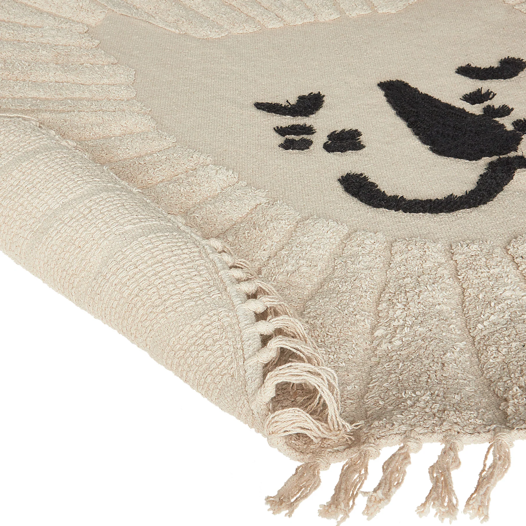 Beliani - BADHANI - Laagpolig vloerkleed - Beige - 120 cm - Katoen - Image 4