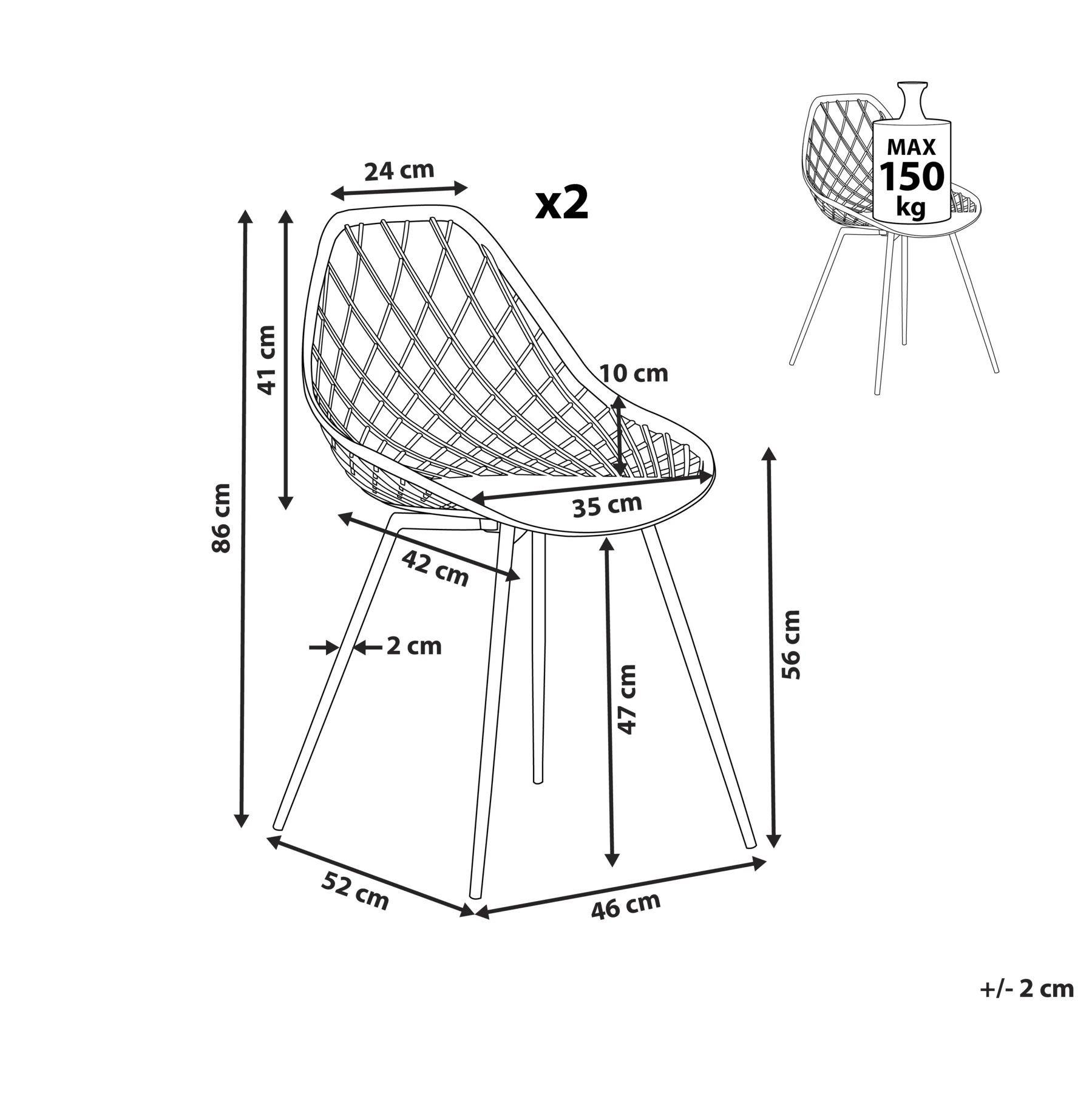 Beliani - CANTON - Eetkamerstoel - Lichtgrijs - Synthetisch materiaal - Image 10