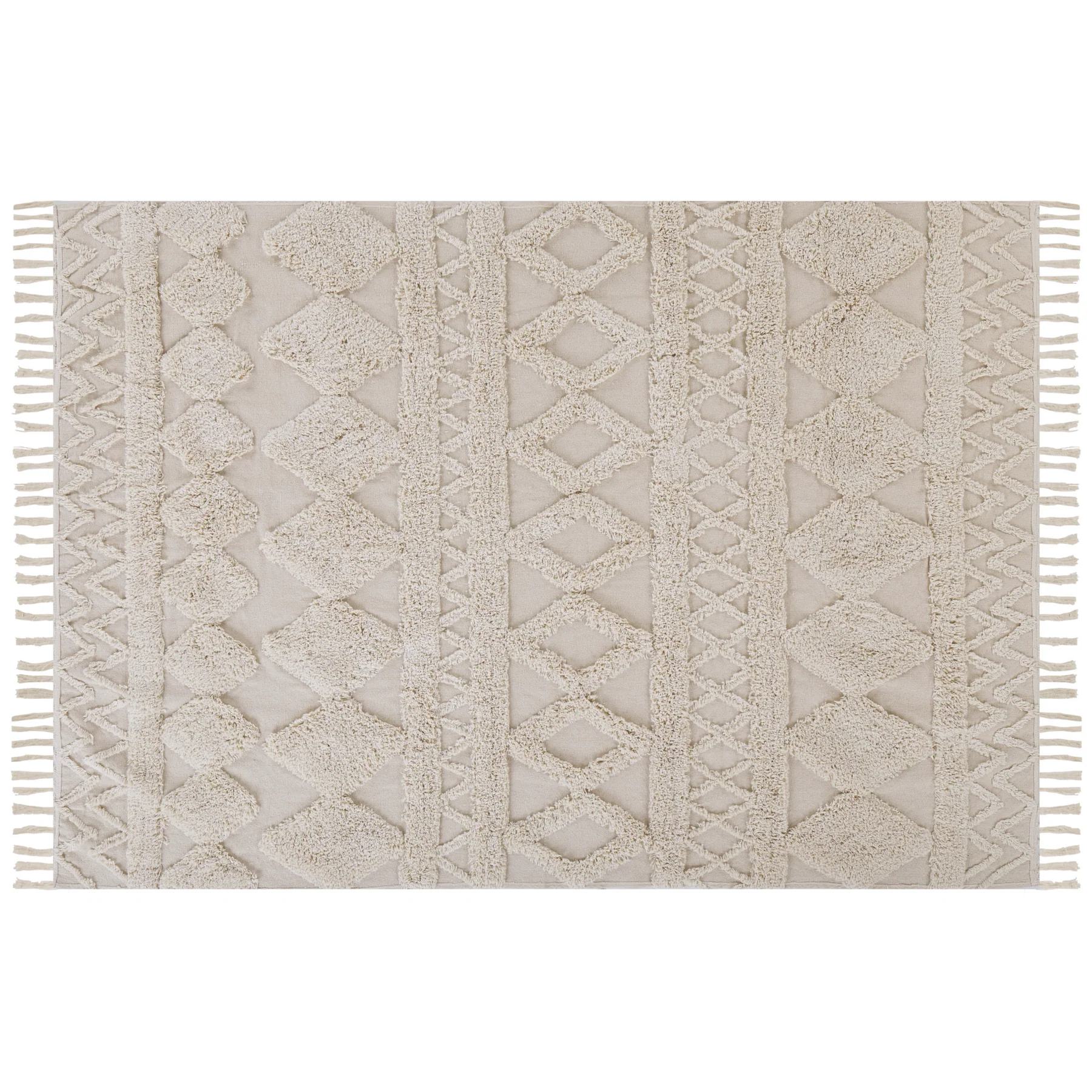 Beliani - DIDIM - Laagpolig vloerkleed - Beige - 160 x 230 cm - Katoen - Image 4