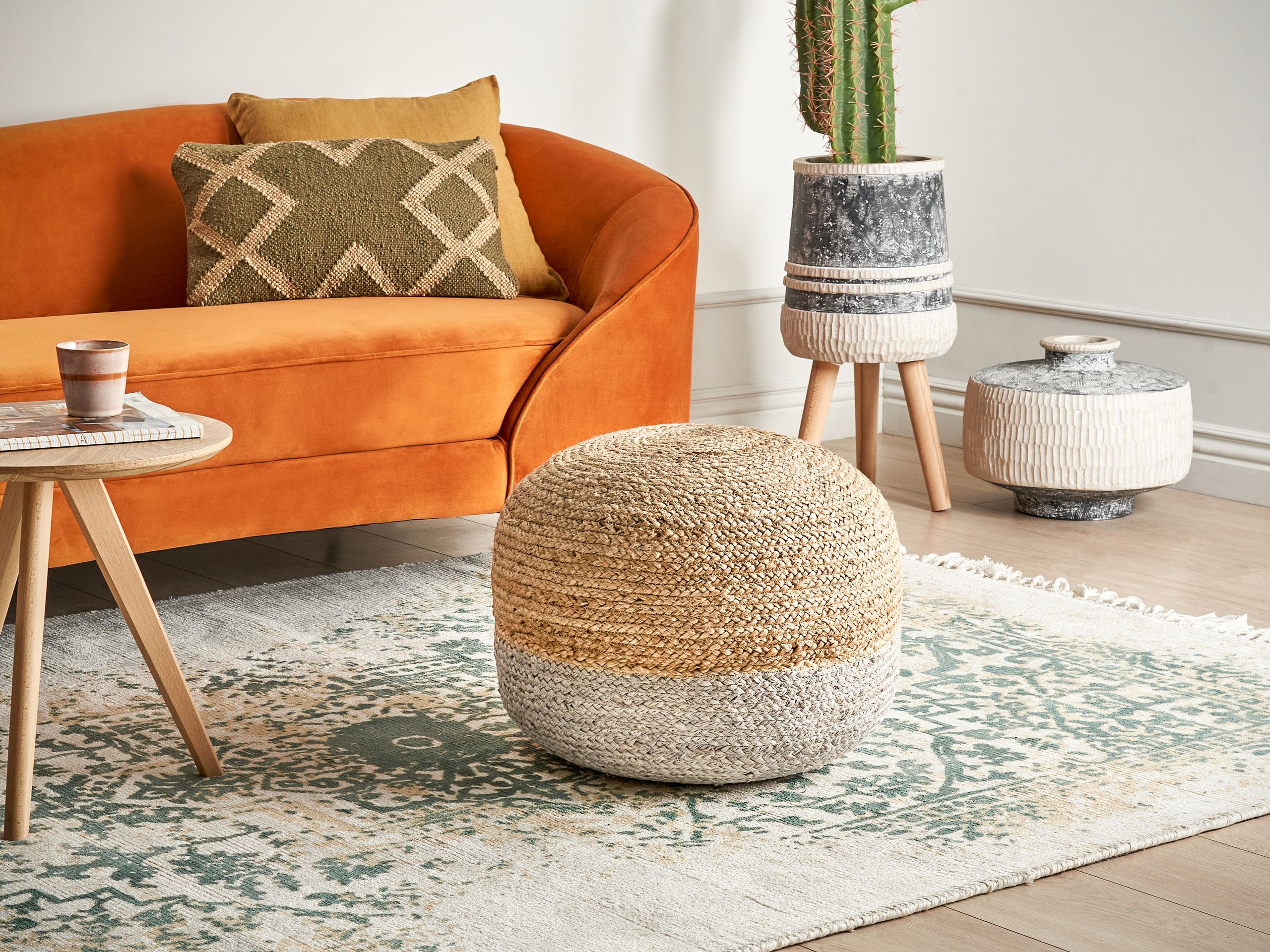Beliani - DUKI  - Poef - Natuurlijk|Taupe - 50 cm - Jute - Image 2
