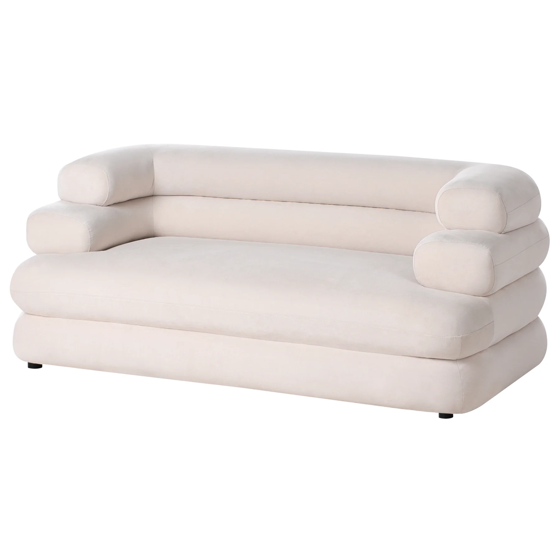 Beliani - HELLE - Tweezitsbank - Lichtbeige - Fluweel - Image 4