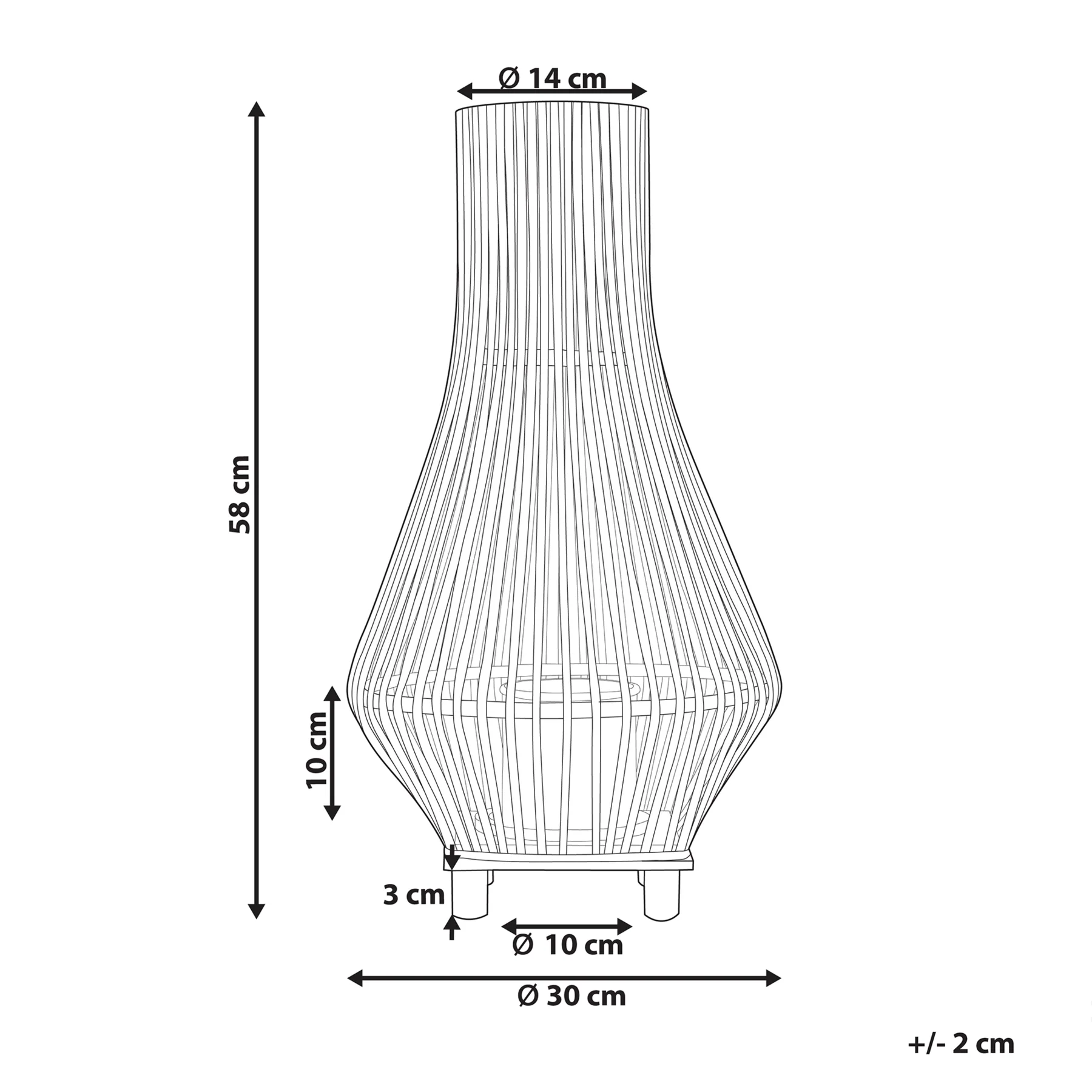 Beliani - LEYTE - Lantaarn - Lichtbruin - 58 cm - Wilgenhout - Image 3