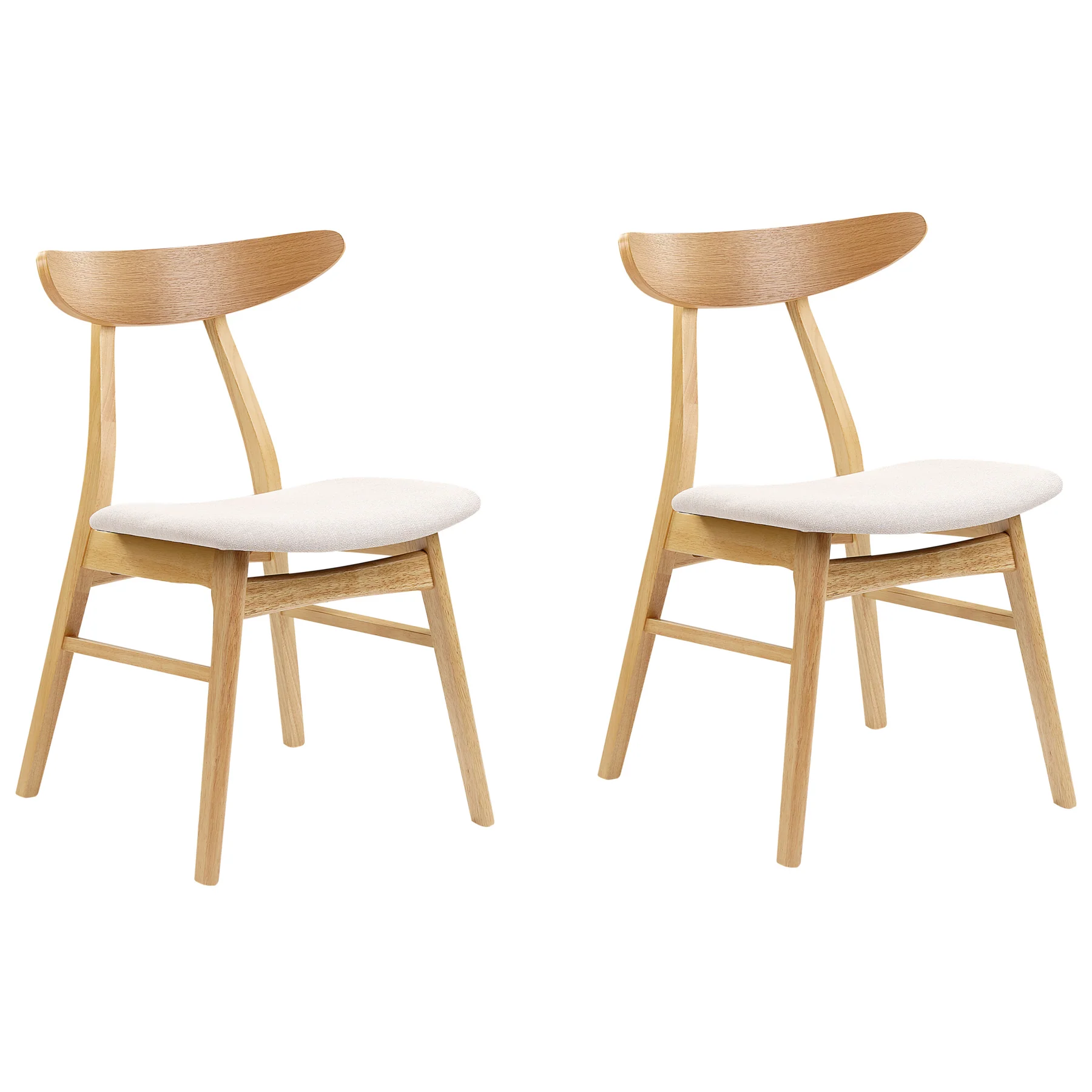 Beliani - LYNN - Eetkamerstoel set van 2 - Lichtbeige - Rubberhout