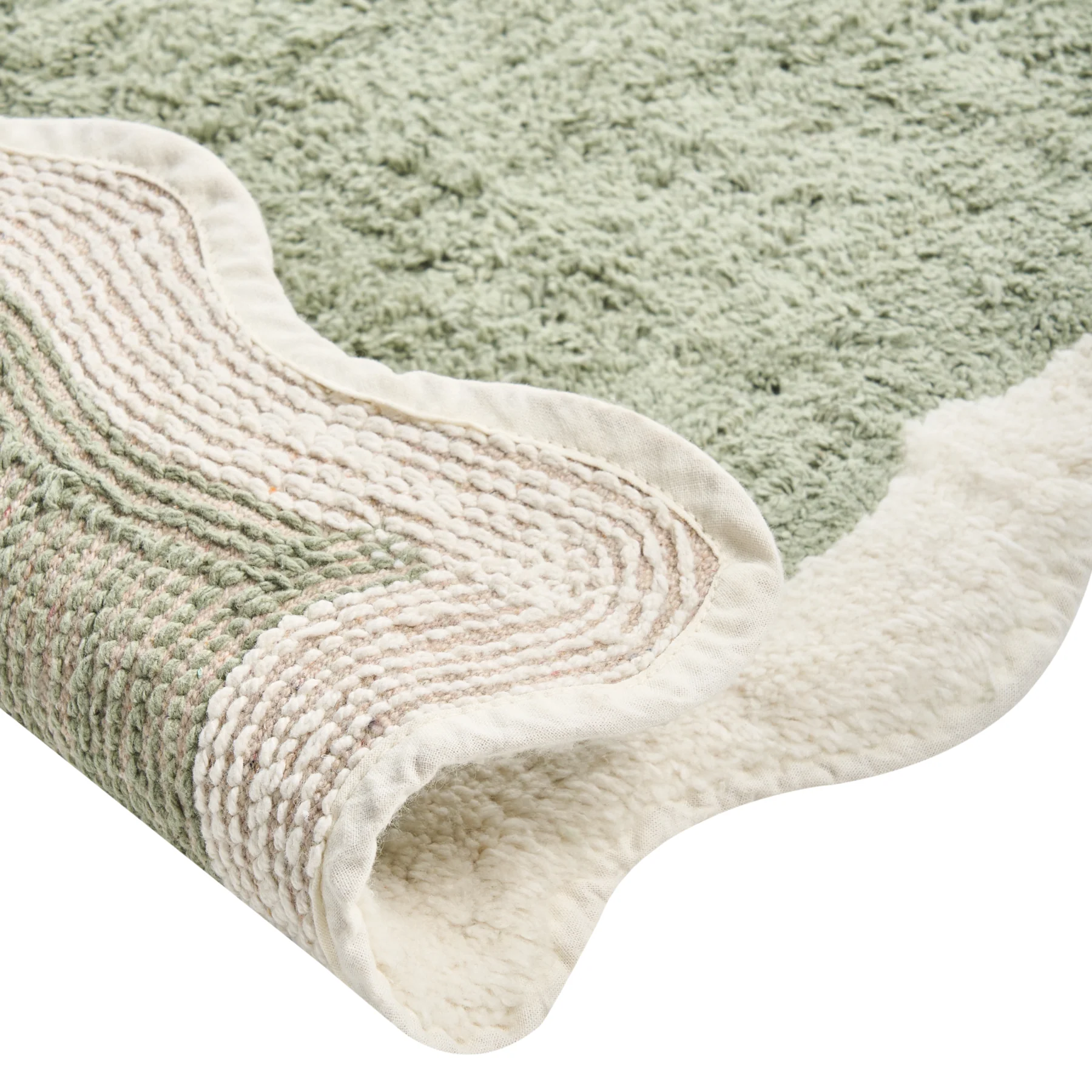 Beliani - NANGAL - Badmat - Groen|Beige - 60 x 90 cm - Katoen - Image 4