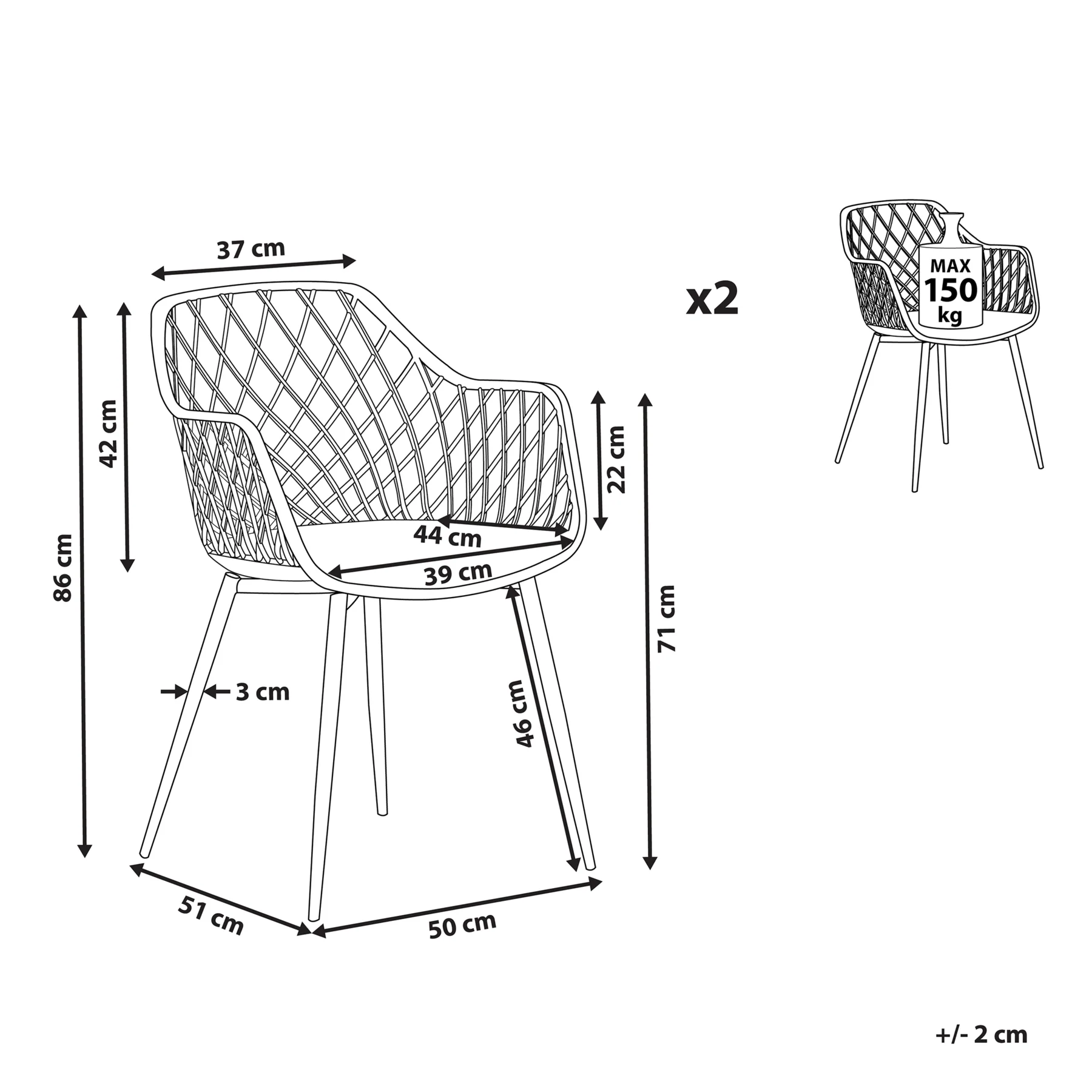 Beliani - NASHUA - Eetkamerstoel - Zwart - Synthetisch materiaal - Image 10