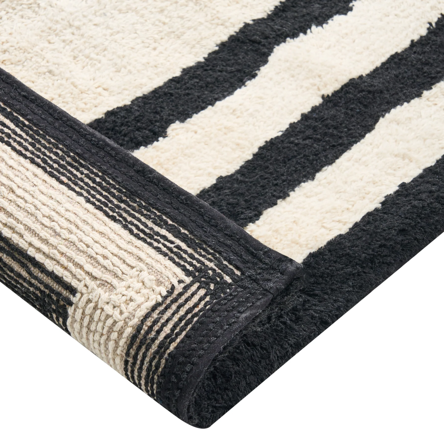 Beliani - RISALU - Badmat - Beige|Zwart - 60 x 90 cm - Katoen - Image 4
