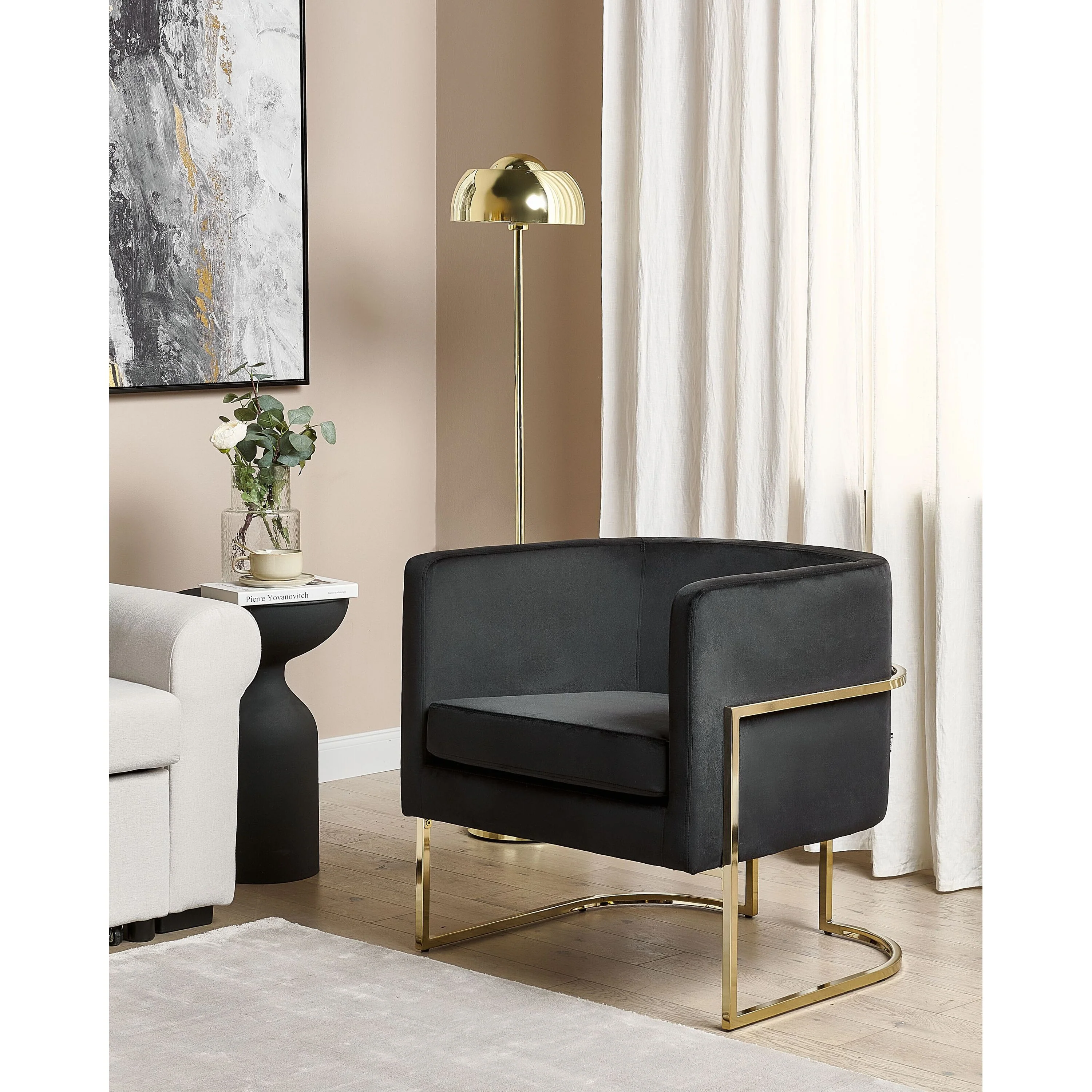Beliani - SIRKKA - Fauteuil - Zwart - Fluweel