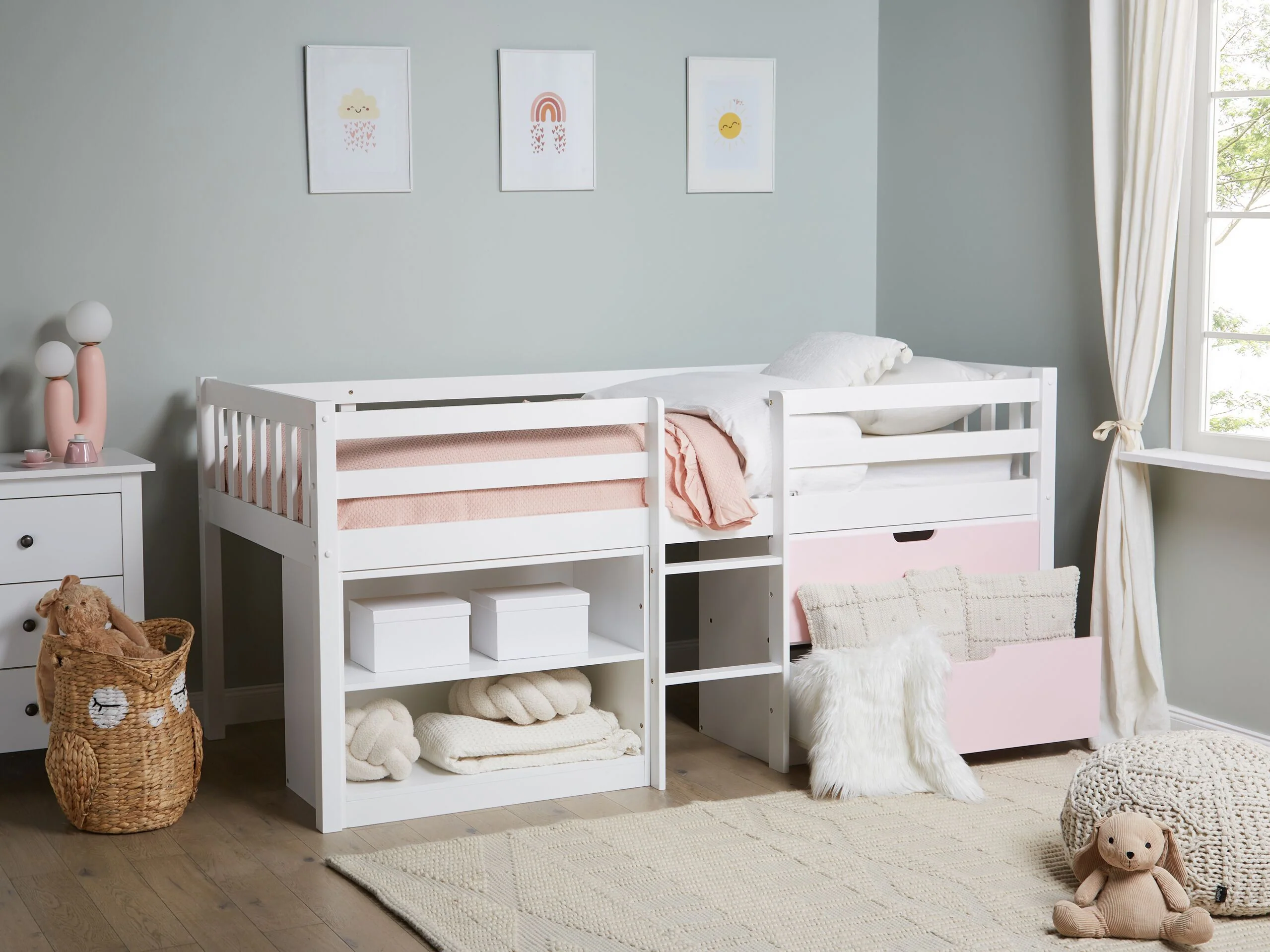 Beliani - SUSVILLE - Kinderbed - Wit|Roze - 90 x 200 cm - Rubberhout - Image 2