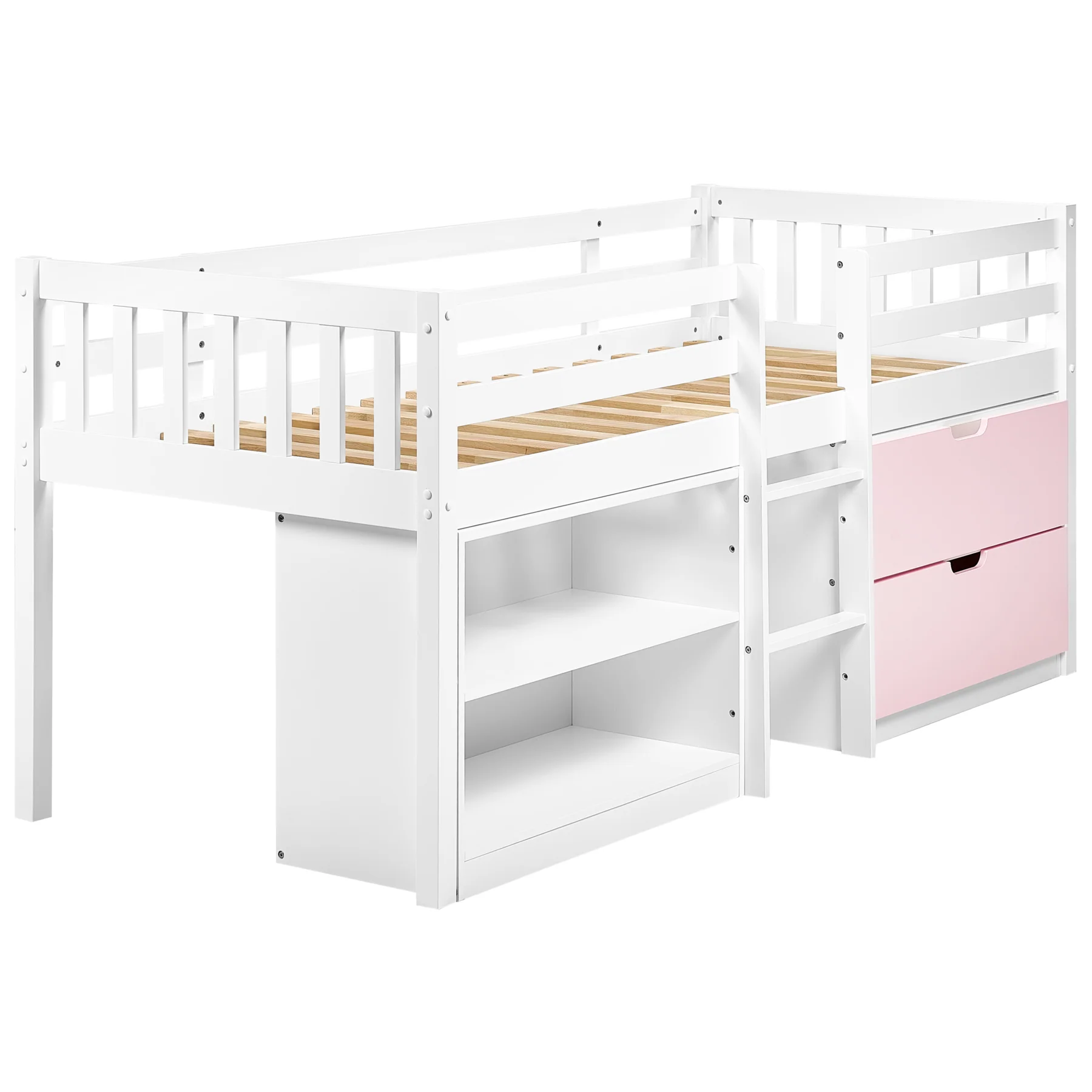 Beliani - SUSVILLE - Kinderbed - Wit|Roze - 90 x 200 cm - Rubberhout - Image 3