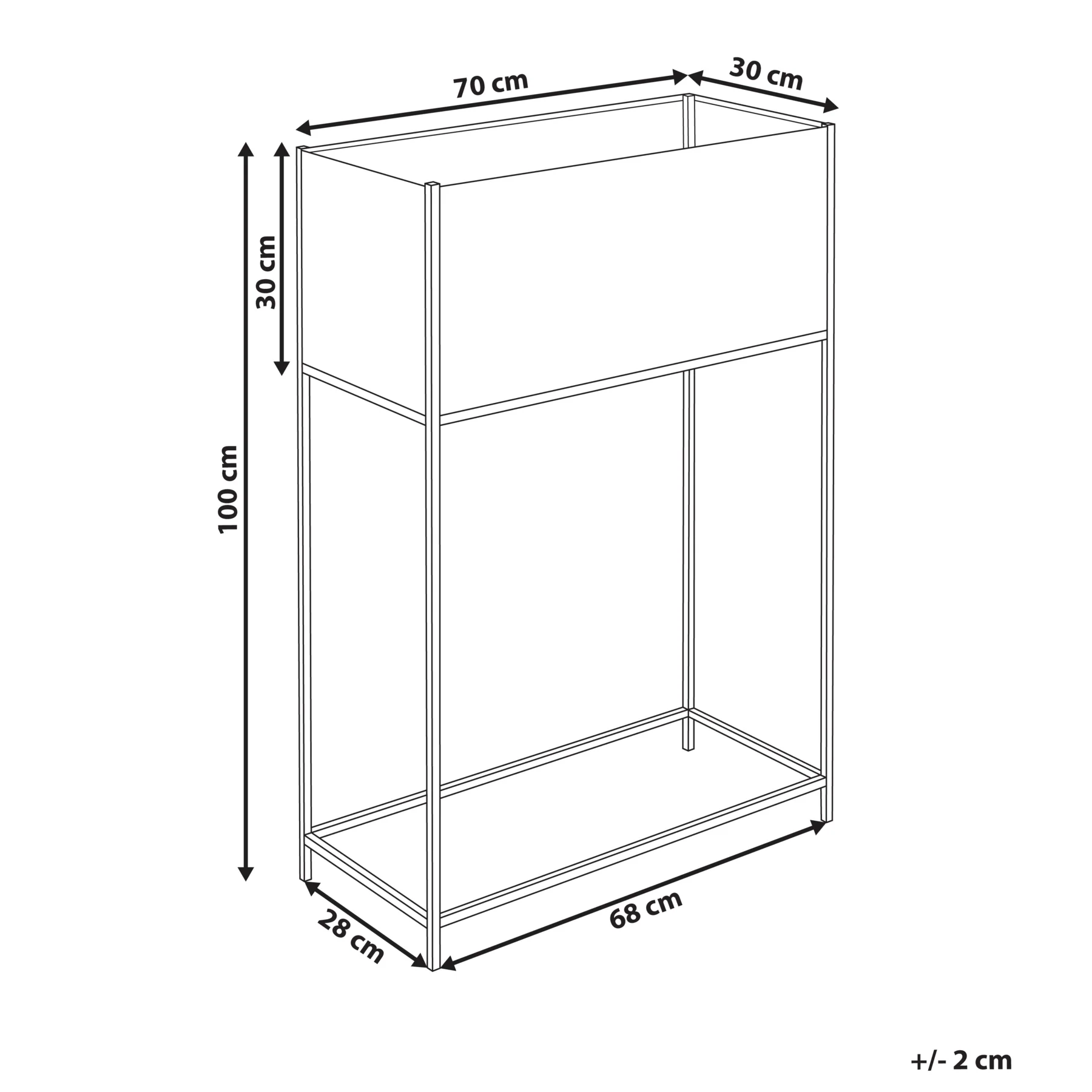 Beliani-TAPIEN-Verhoogde plantenbak-Zwart-70 x 30 x 100 cm-Metaal - Image 6