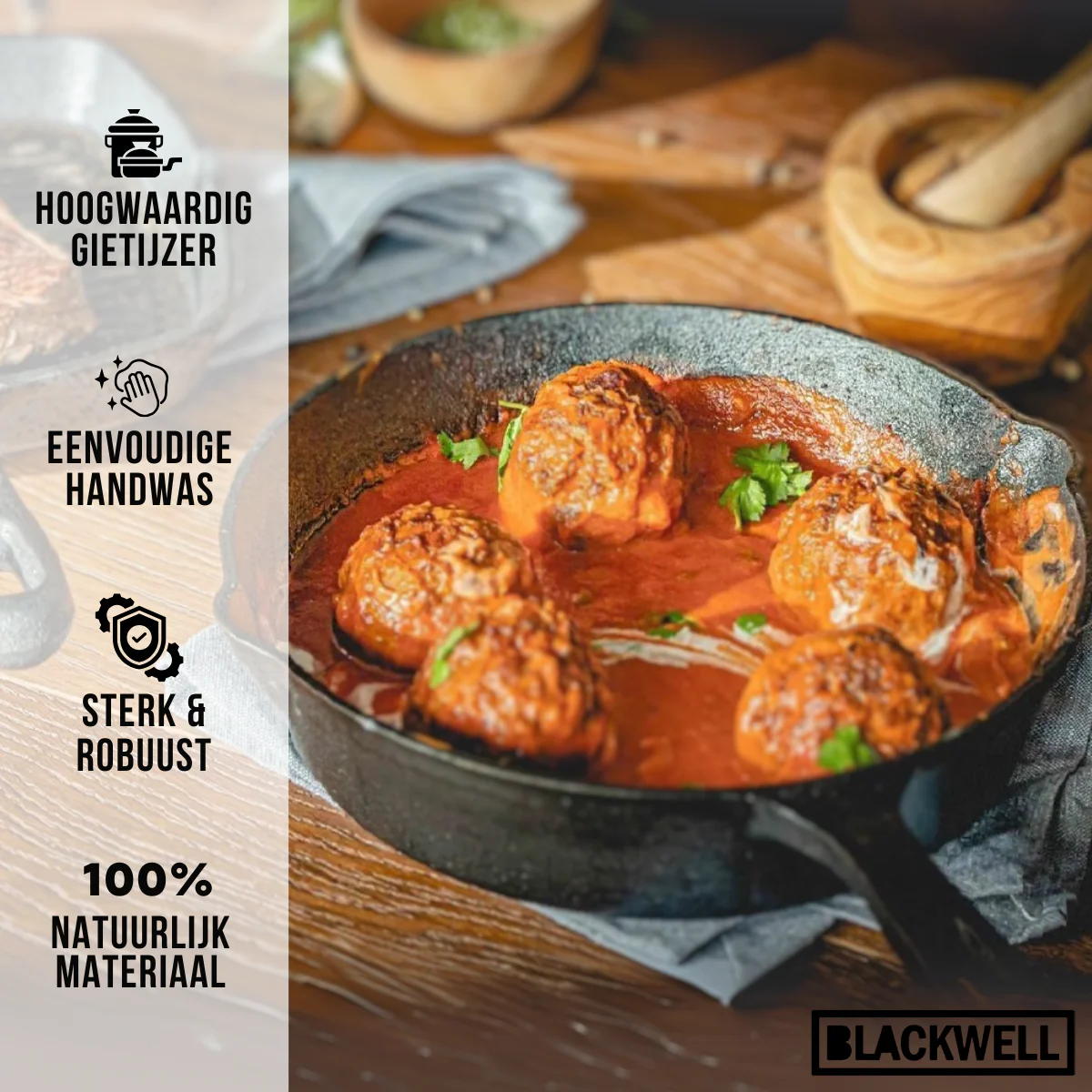Blackwell Gietijzeren Koekenpan Set - ø 20 cm & 25 cm - Zonder anti-aanbaklaag - Image 3