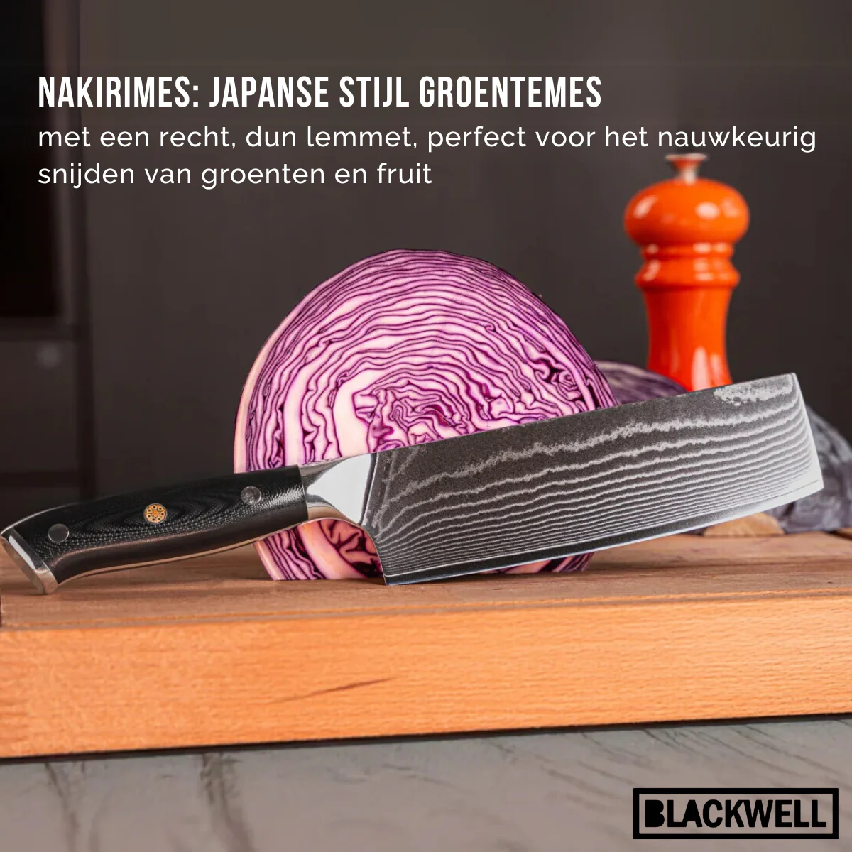 Blackwell Messenset (Koksmes + Groentemes | Nakirimes) - Japanse stijl - 67 lagen damaststaal - VG10 - 2-delig - Image 4