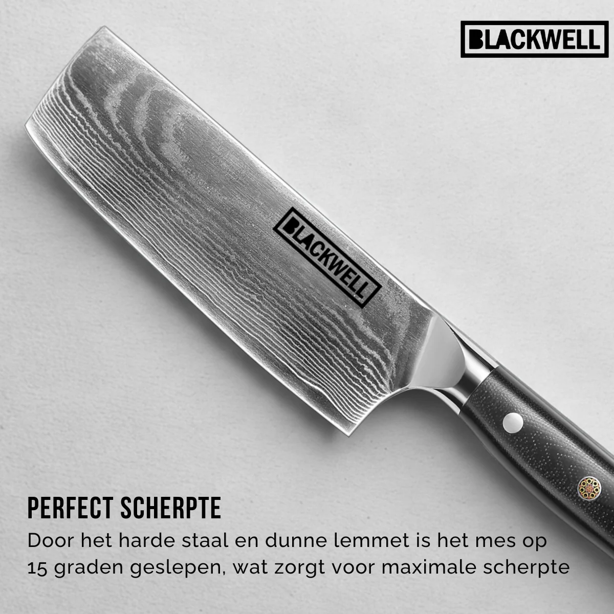 Blackwell Messenset (Koksmes + Groentemes | Nakirimes) - Japanse stijl - 67 lagen damaststaal - VG10 - 2-delig - Image 6
