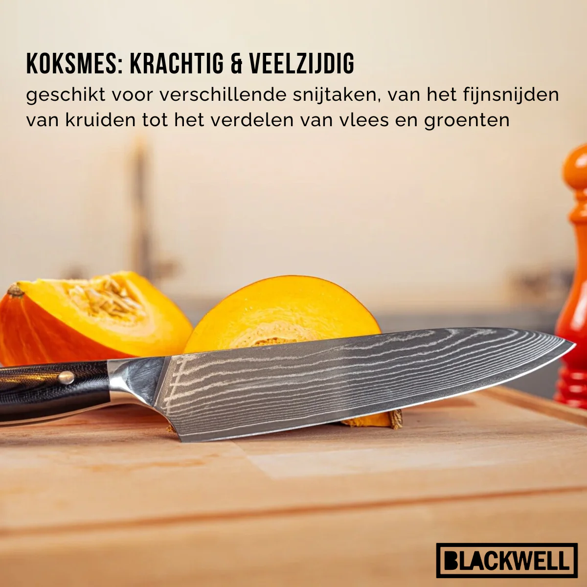 Blackwell Messenset (Koksmes + Officemes) - Japanse stijl - 67 lagen damaststaal - VG10 - 2-delig - Image 10