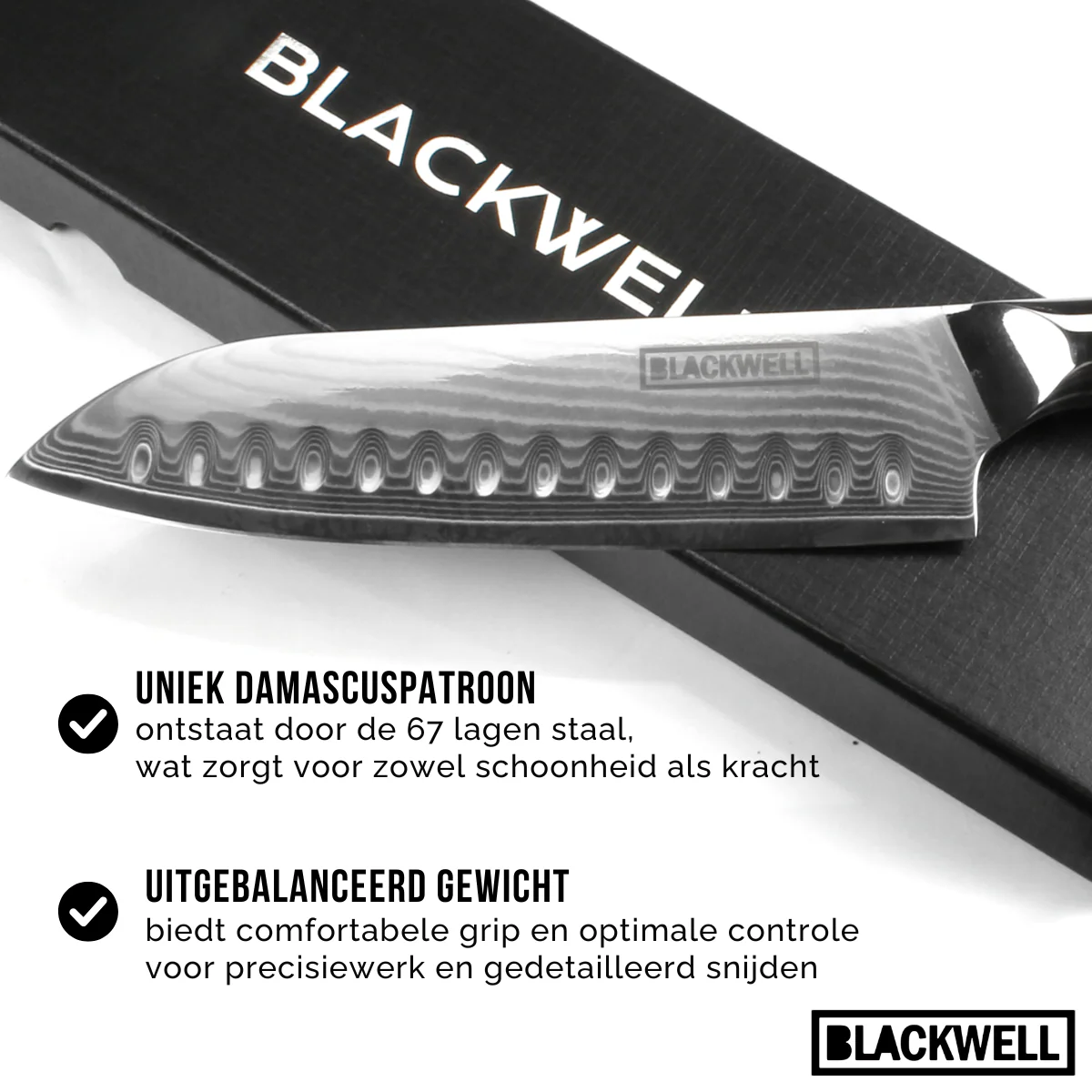 Blackwell Santokumes Japanse stijl - 67 lagen damaststaal - VG10 - 19 cm - Image 3