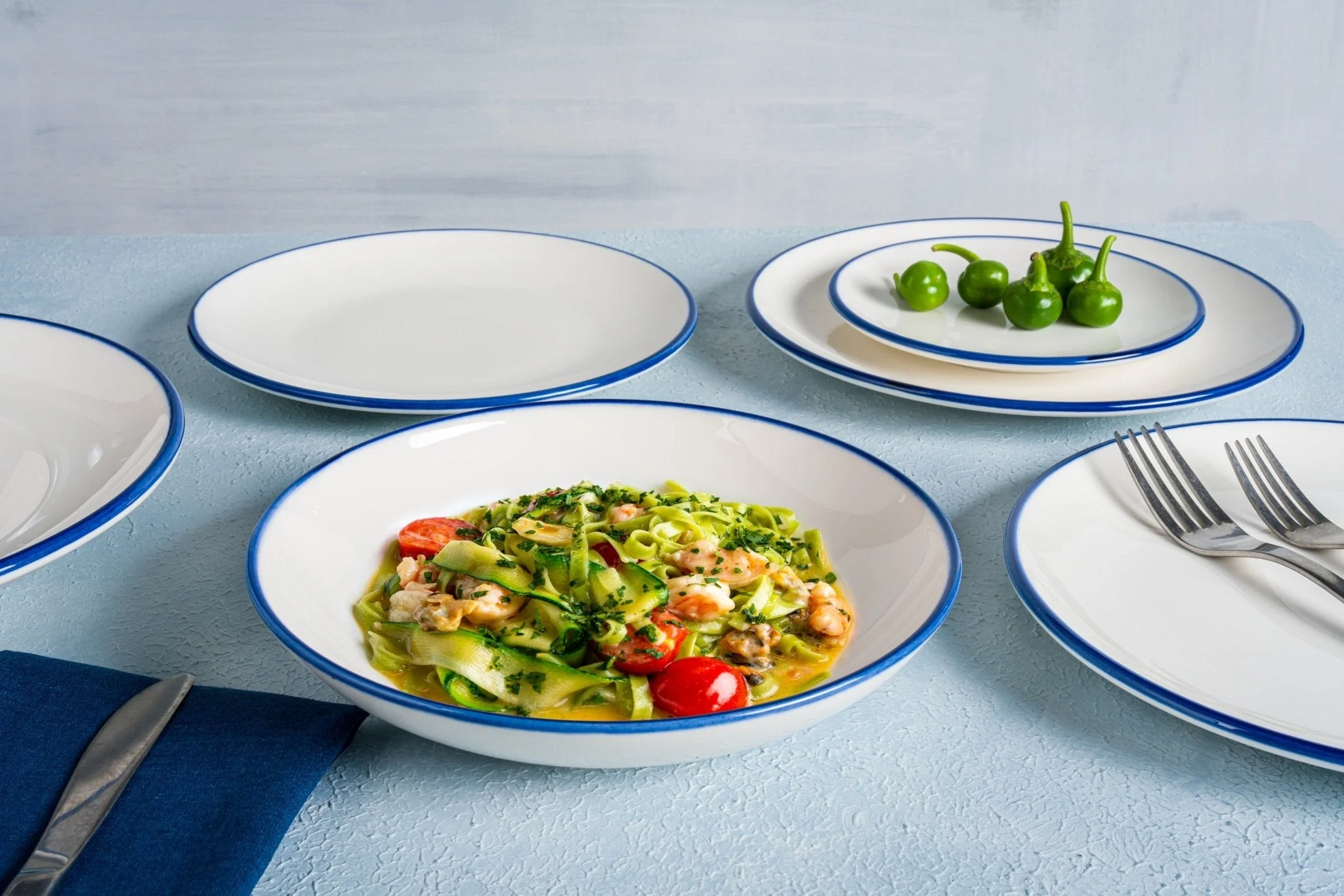 Bonna Dinerbord - Linea Blue - Porselein - 27 cm - set van 6 - Image 3