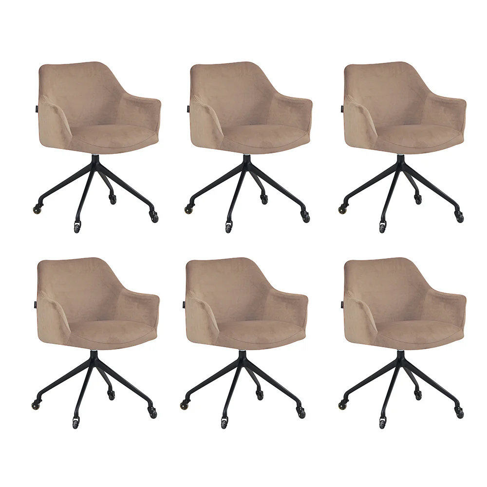 Bronx71 Eetkamerstoel met wieltjes Quinn taupe velvet - - Image 3