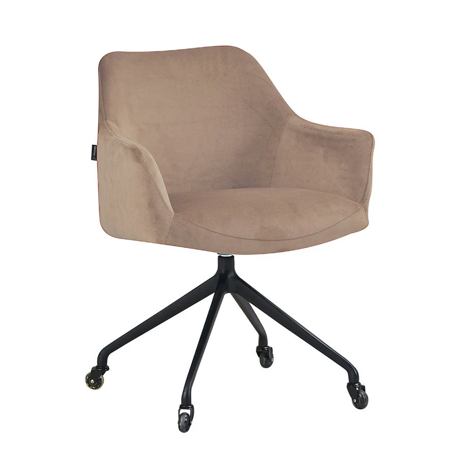 Bronx71 Eetkamerstoel met wieltjes Quinn taupe velvet - - Image 4
