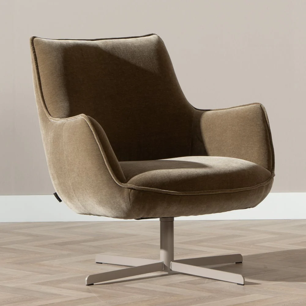 Bronx71 Fauteuil Stella draaibaar velvet bruin