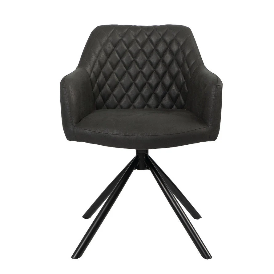 Bronx71 Industriële eetkamerstoel Dex zwart eco-leer - Eetkamerstoelen