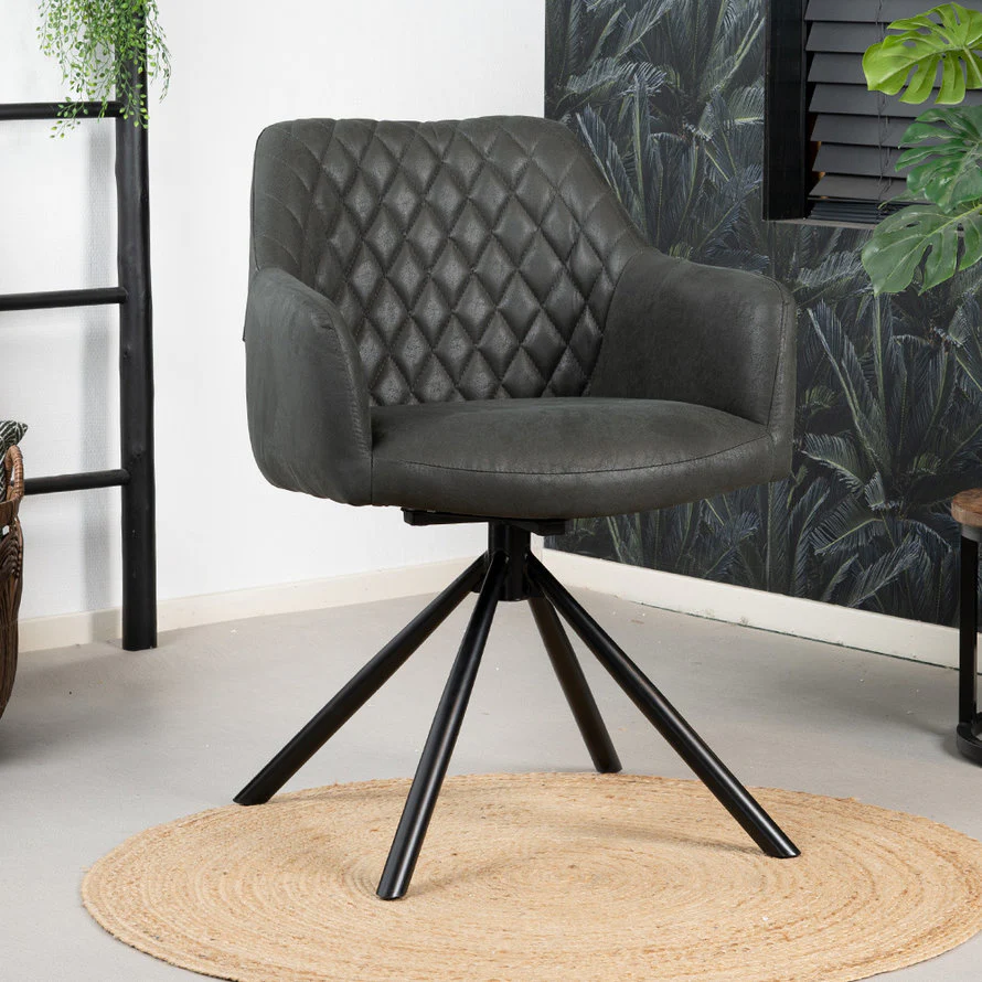 Bronx71 Industriële eetkamerstoel Dex zwart eco-leer - Eetkamerstoelen - Image 3