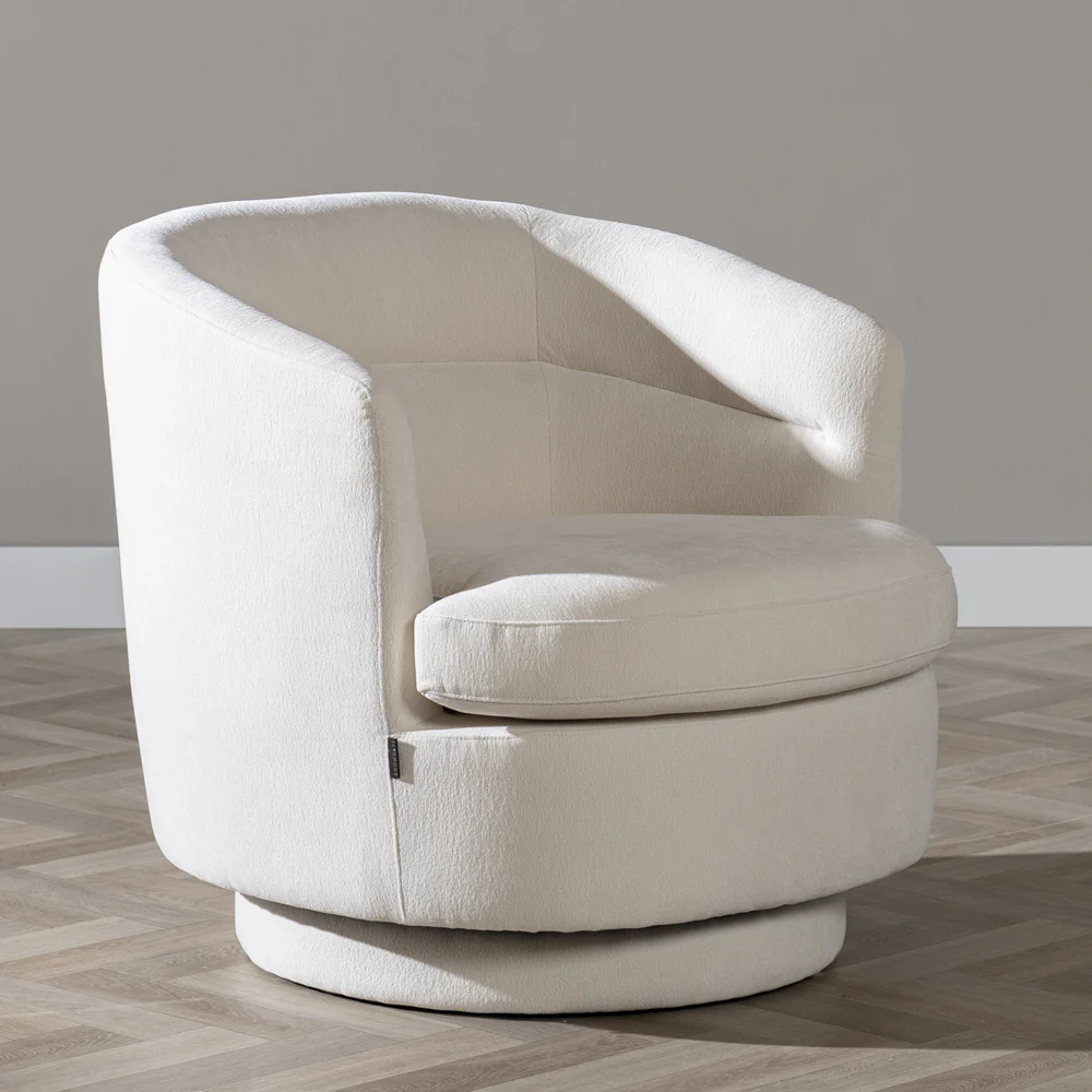 Bronx71 Scandinavische fauteuil Valerie draaibaar chenille off white - Image 2