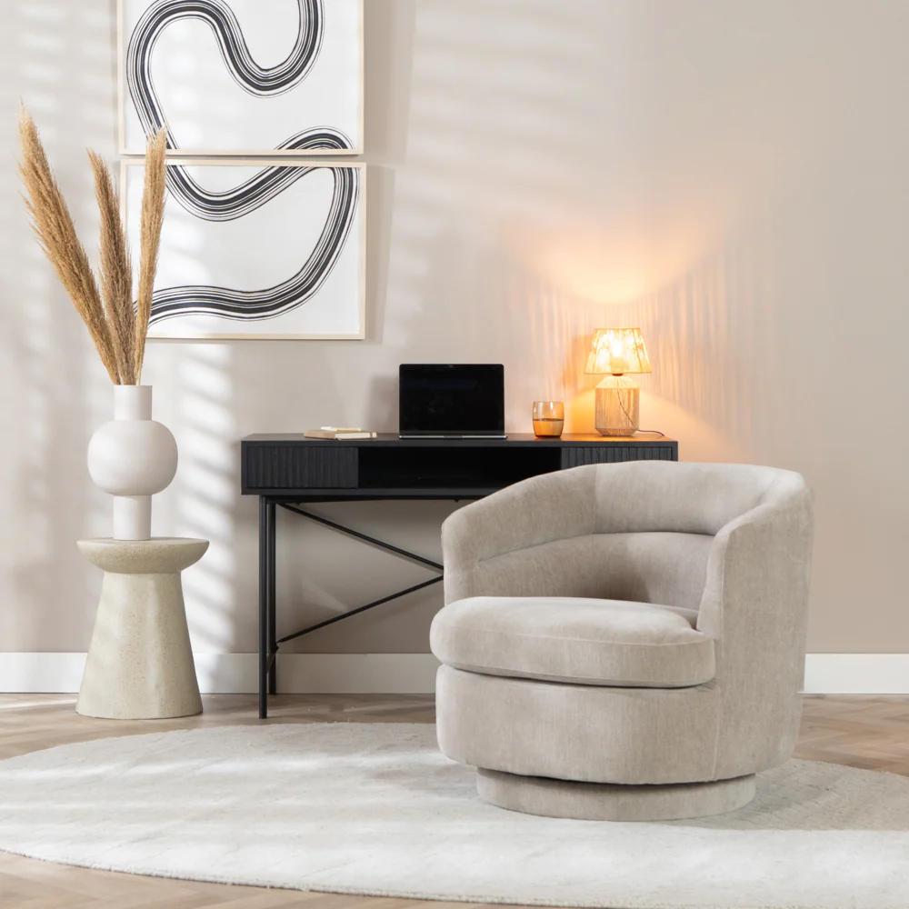 Bronx71 Scandinavische fauteuil Valerie draaibaar chenille taupe - Image 2