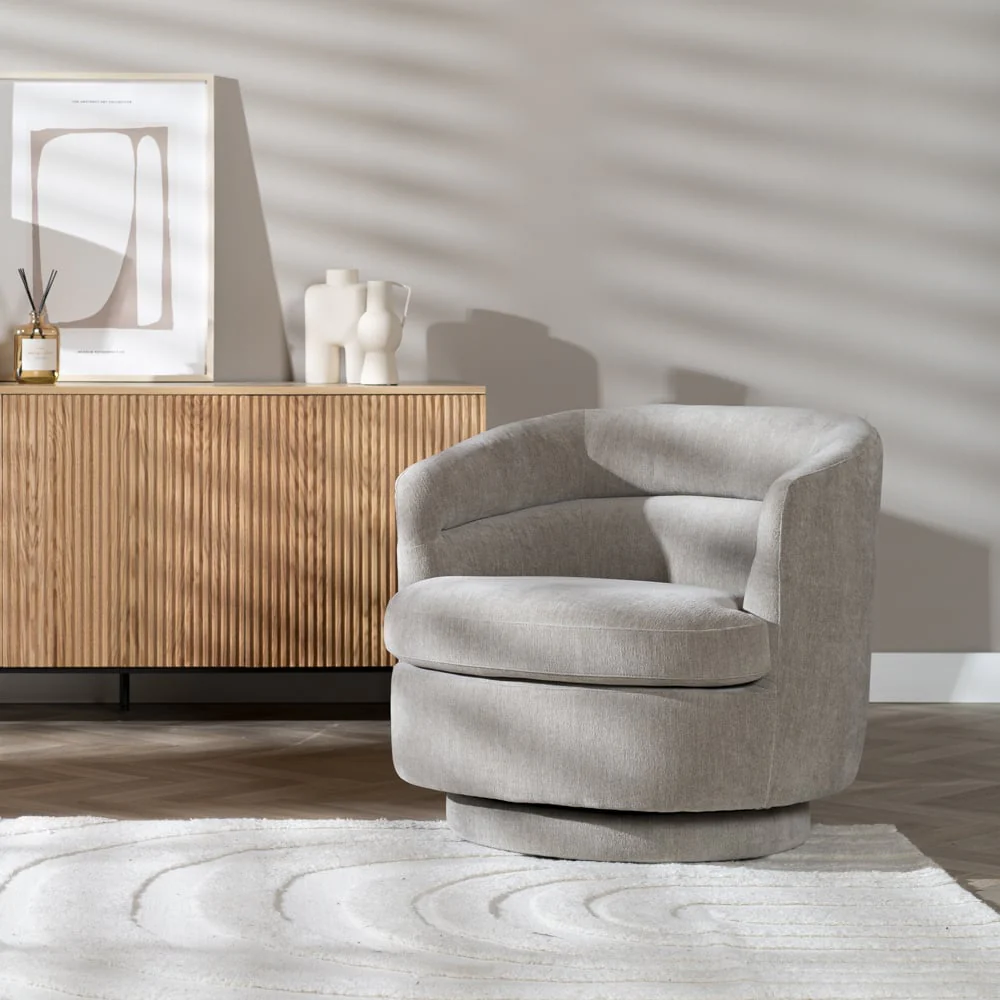Bronx71 Scandinavische fauteuil Valerie draaibaar chenille taupe - Image 9