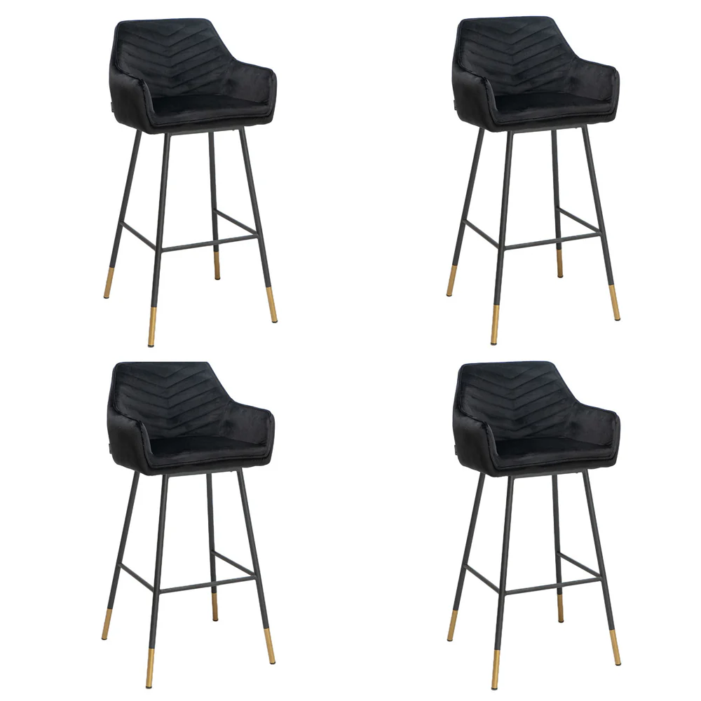 Bronx71 Velvet barkruk Fiona zwart 65-78 cm - Barkrukken set van 4 - Image 10