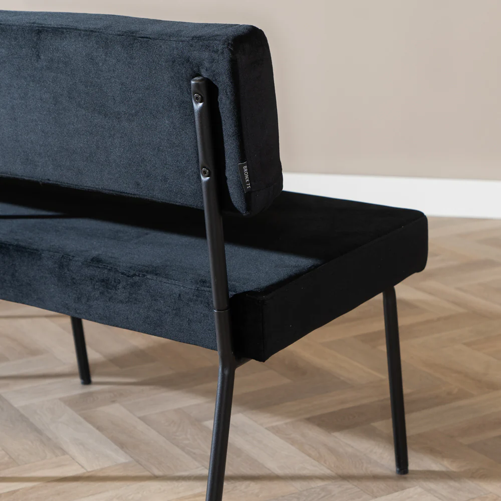 Bronx71 Velvet eetkamerbank Espen zwart 190 cm - Image 4