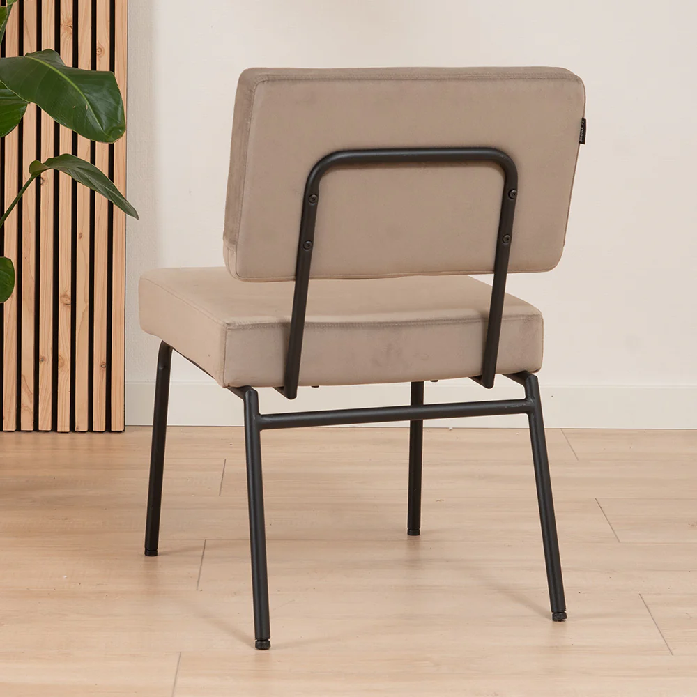 Bronx71 Velvet eetkamerstoel Espen taupe - Eetkamerstoelen set van 6 - Image 3