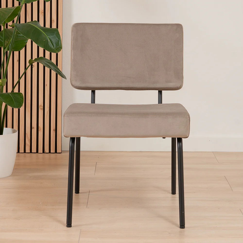 Bronx71 Velvet eetkamerstoel Espen taupe - Eetkamerstoelen set van 6 - Image 4