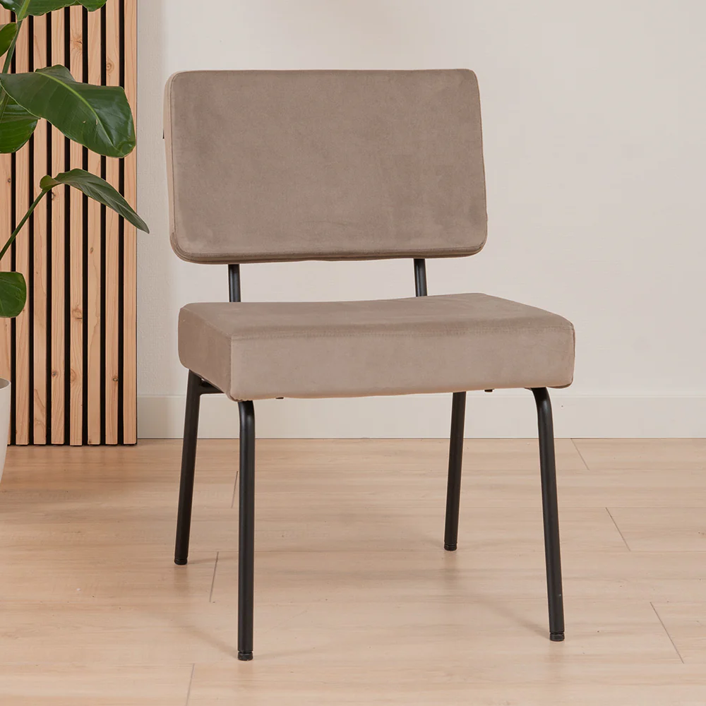 Bronx71 Velvet eetkamerstoel Espen taupe - Eetkamerstoelen set van 6 - Image 5