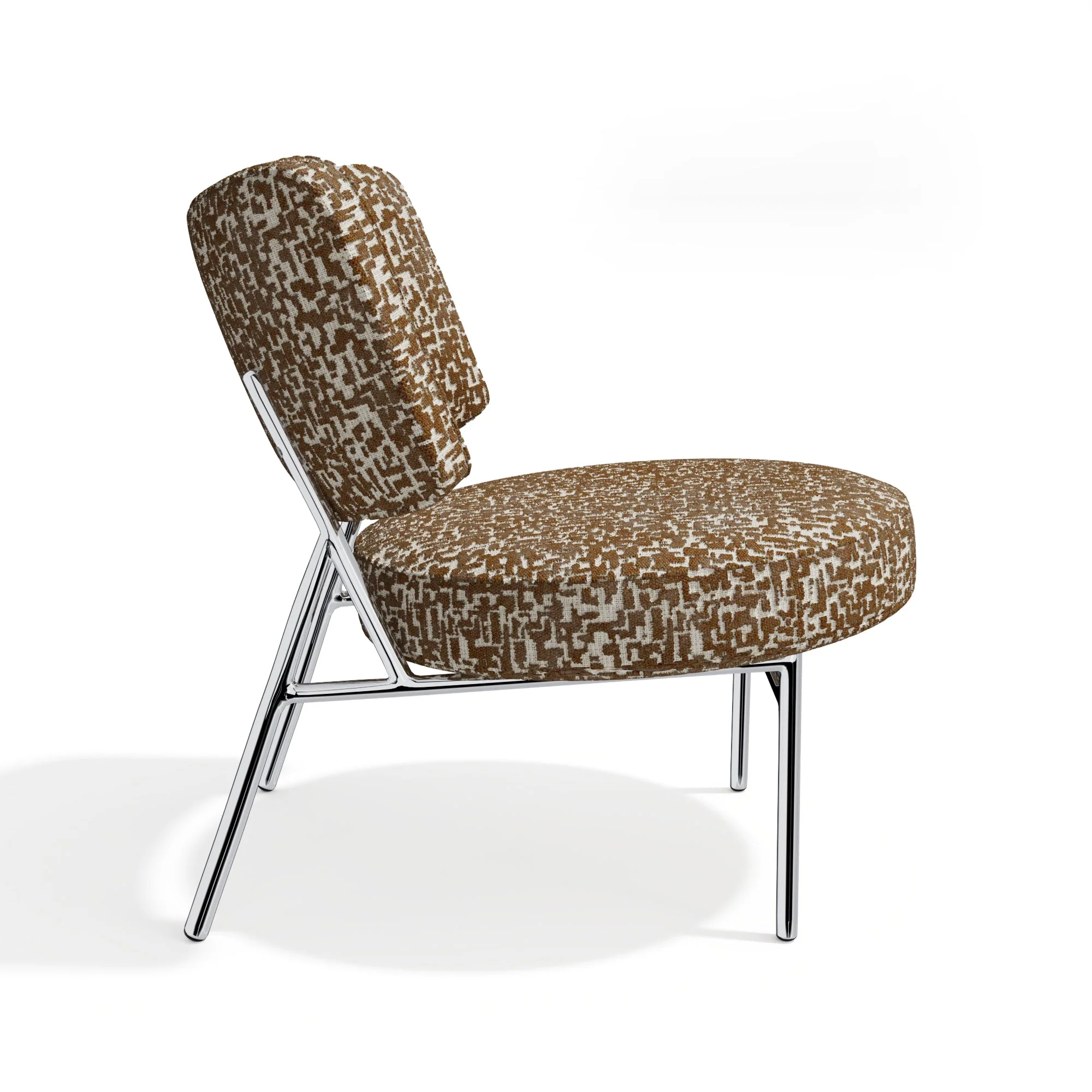 Bruine loungestoel met patroon en textuurstof - Image 4