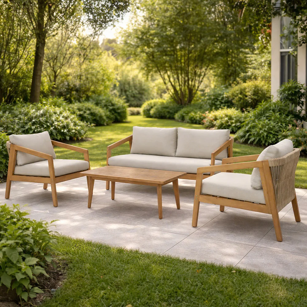 by fonQ Paleo Loungeset - Acaciahout - Beige - Image 2