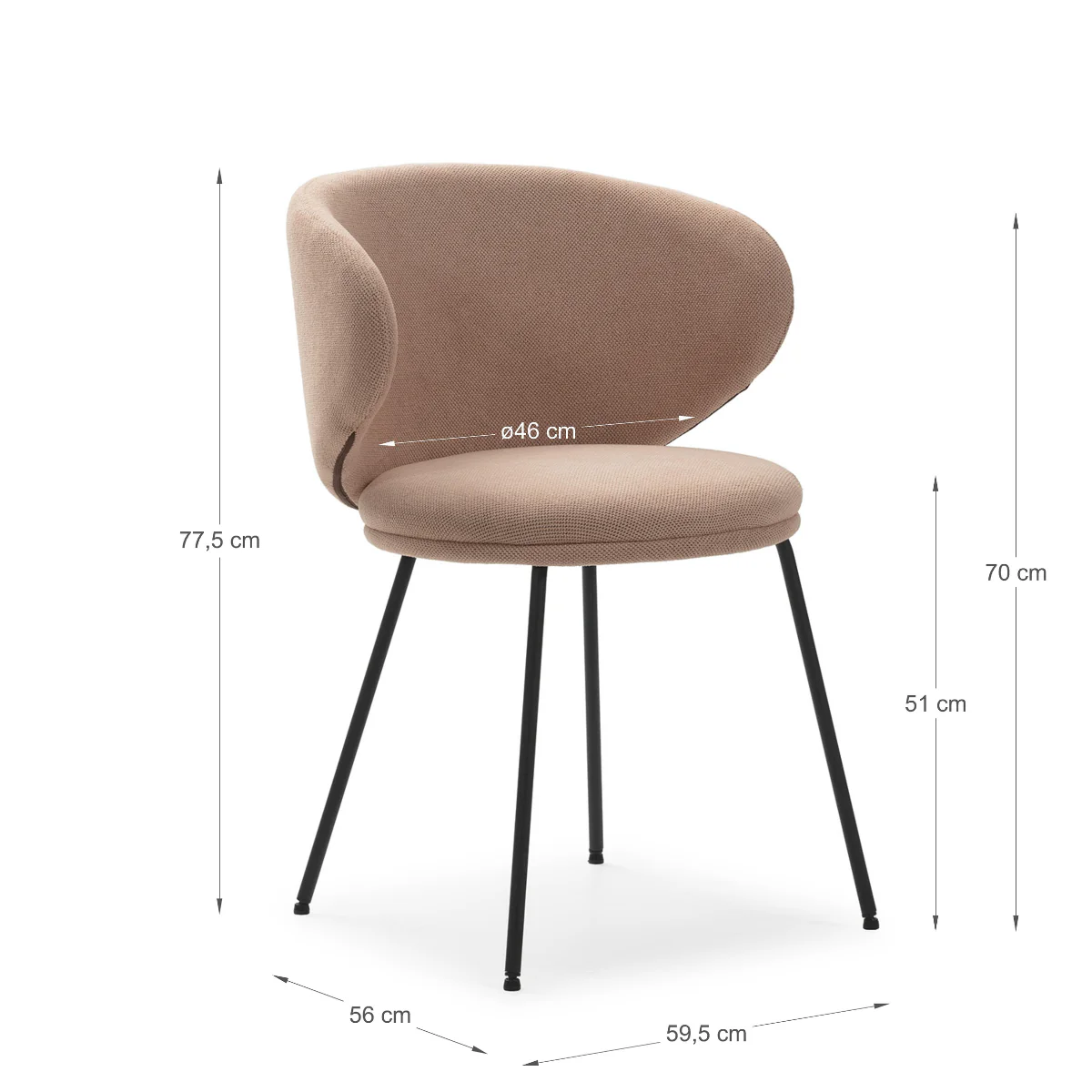 Calicosy - Set 2 stoelen RUSH - L60 cm - Stof & zwart metaal - Image 7