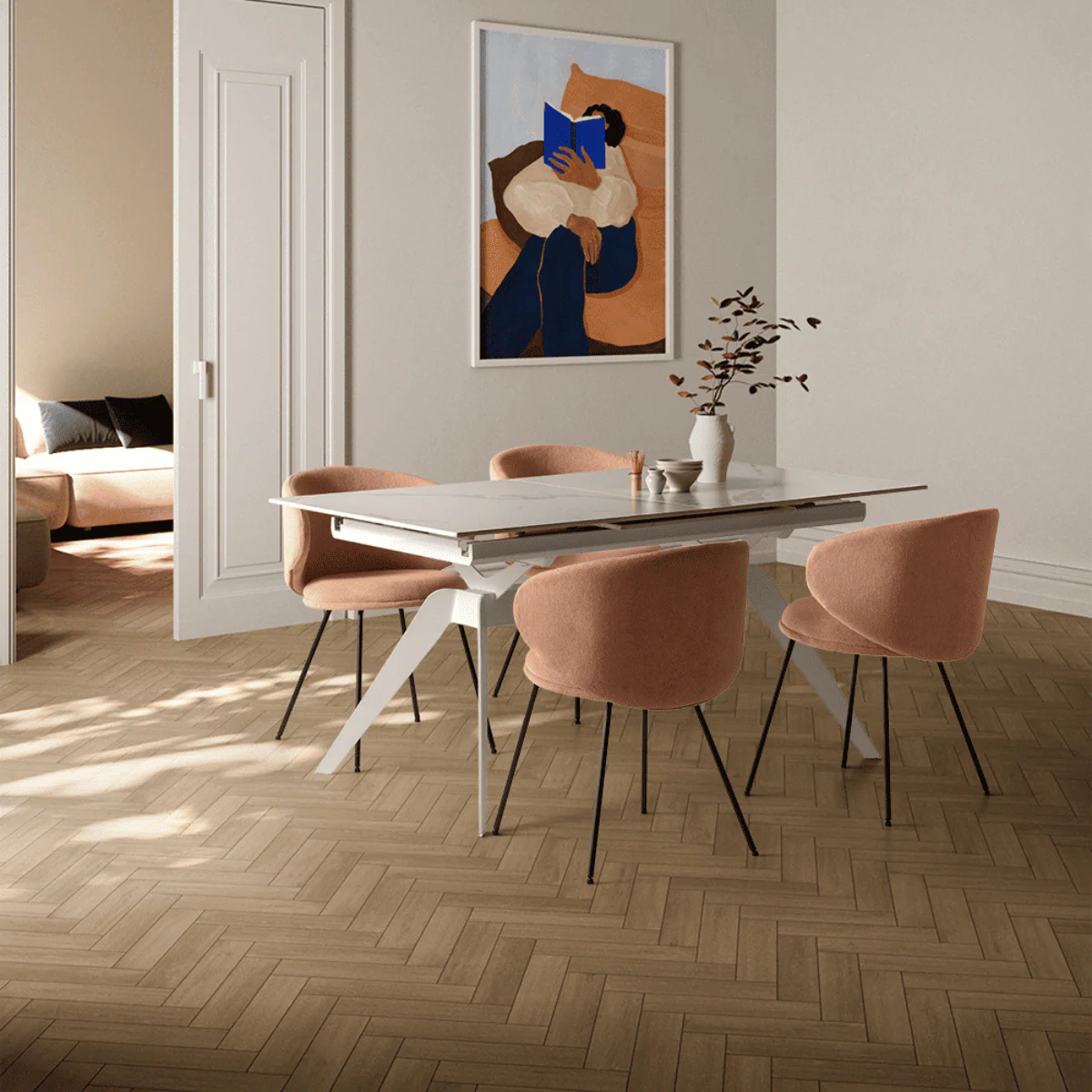 Calicosy - Set 2 stoelen RUSH - L60 cm - Stof & zwart metaal - Image 8
