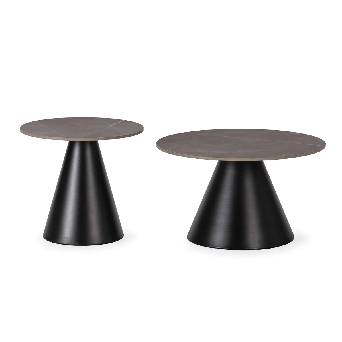 Calicosy - Set van 2 ronde salontafels in grijs - LOUNA - H40 cm - Image 3