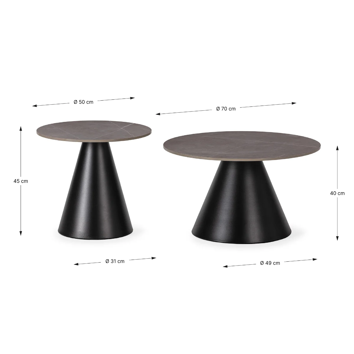 Calicosy - Set van 2 ronde salontafels in grijs - LOUNA - H40 cm - Image 5