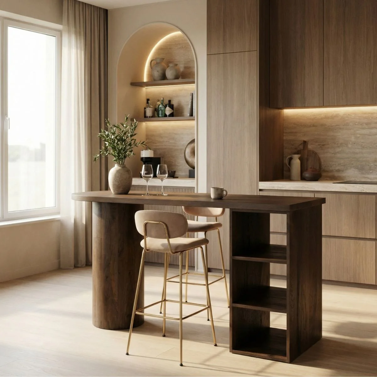 DÉJA Living - Bartafel Donkerbruin Hout - 140x50x90cm - Marbella - Image 5