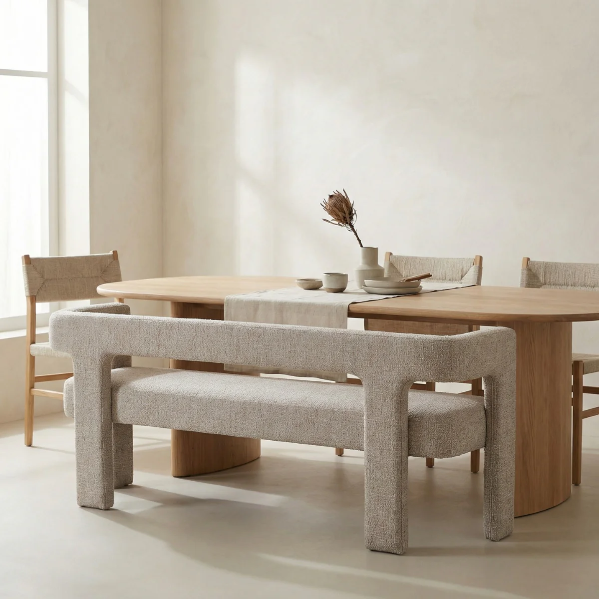 DÉJA Living - Eetkamerbank Beige Stof - 160x54x68cm - Seto - Image 2