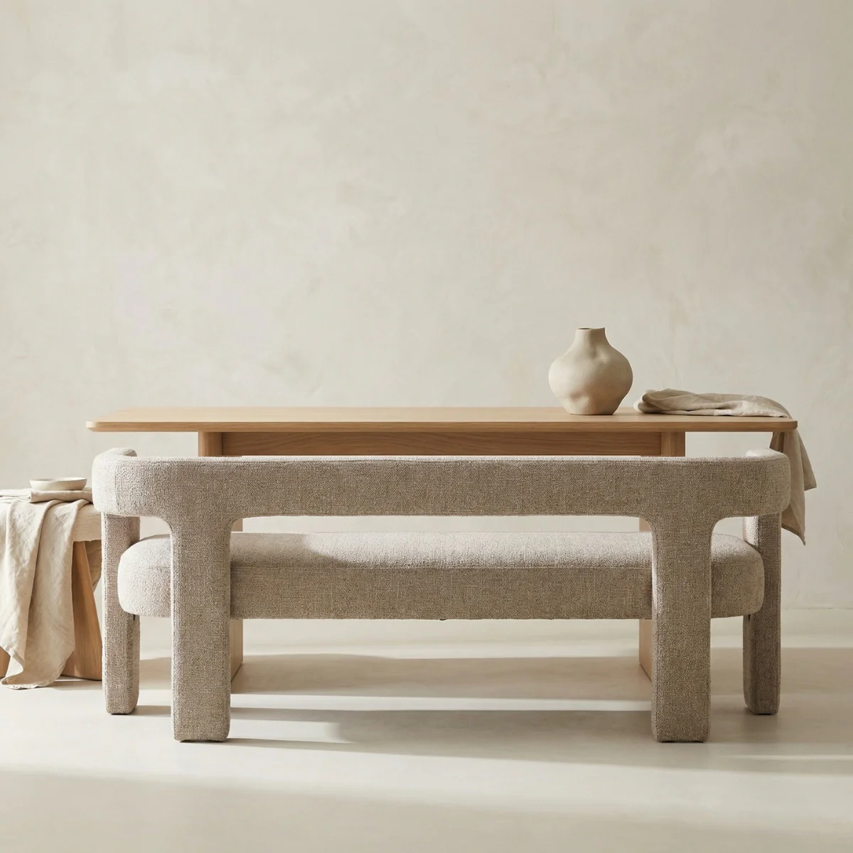 DÉJA Living - Eetkamerbank Beige Stof - 160x54x68cm - Seto - Image 5