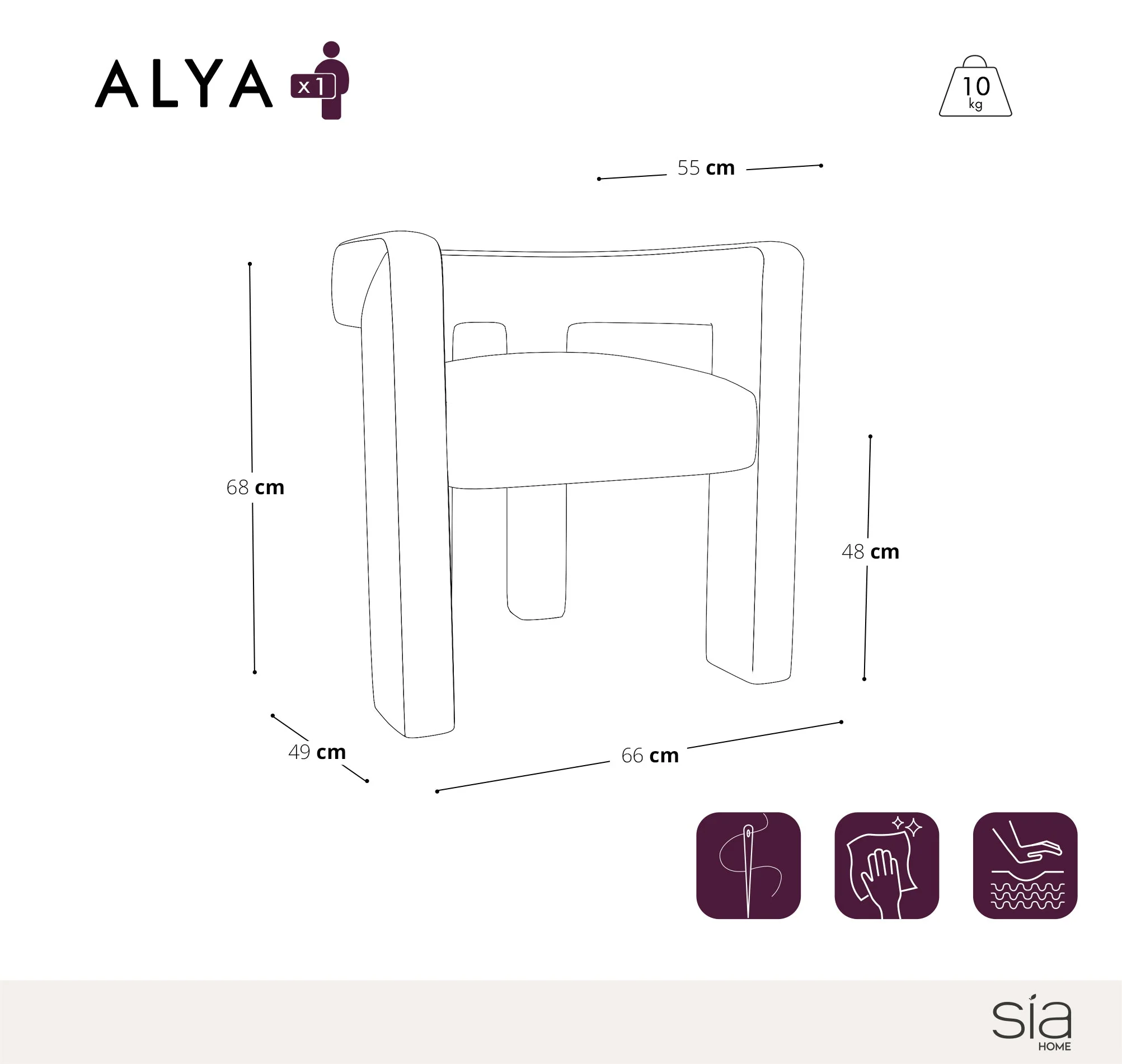 Eetkamerstoelen ALYA Bouclette stof Beige - Image 2
