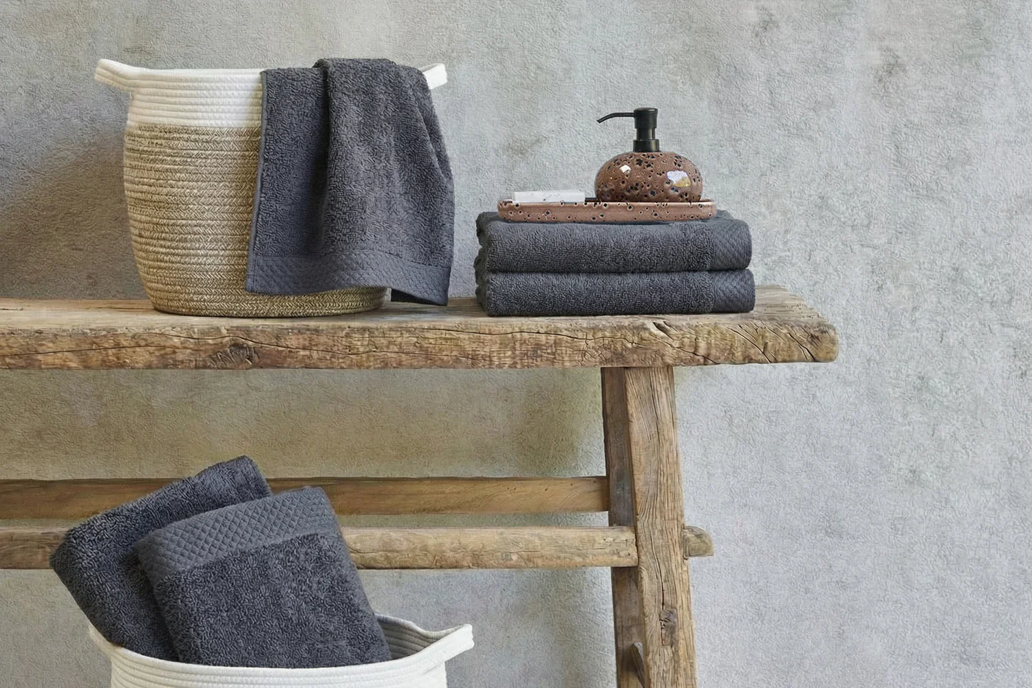 Eleganzzz Badstof Handdoek Katoen 50x100cm - dark grey - Set van 12 - Image 3