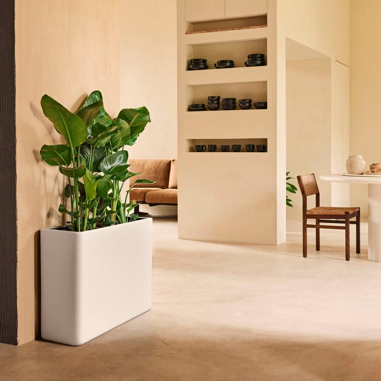 Elho June Brick Divider 80 - Linnen wit - L 79 x B x H 59 cm - Binnen en Buiten - 100% gerecycled kunststof - Image 3